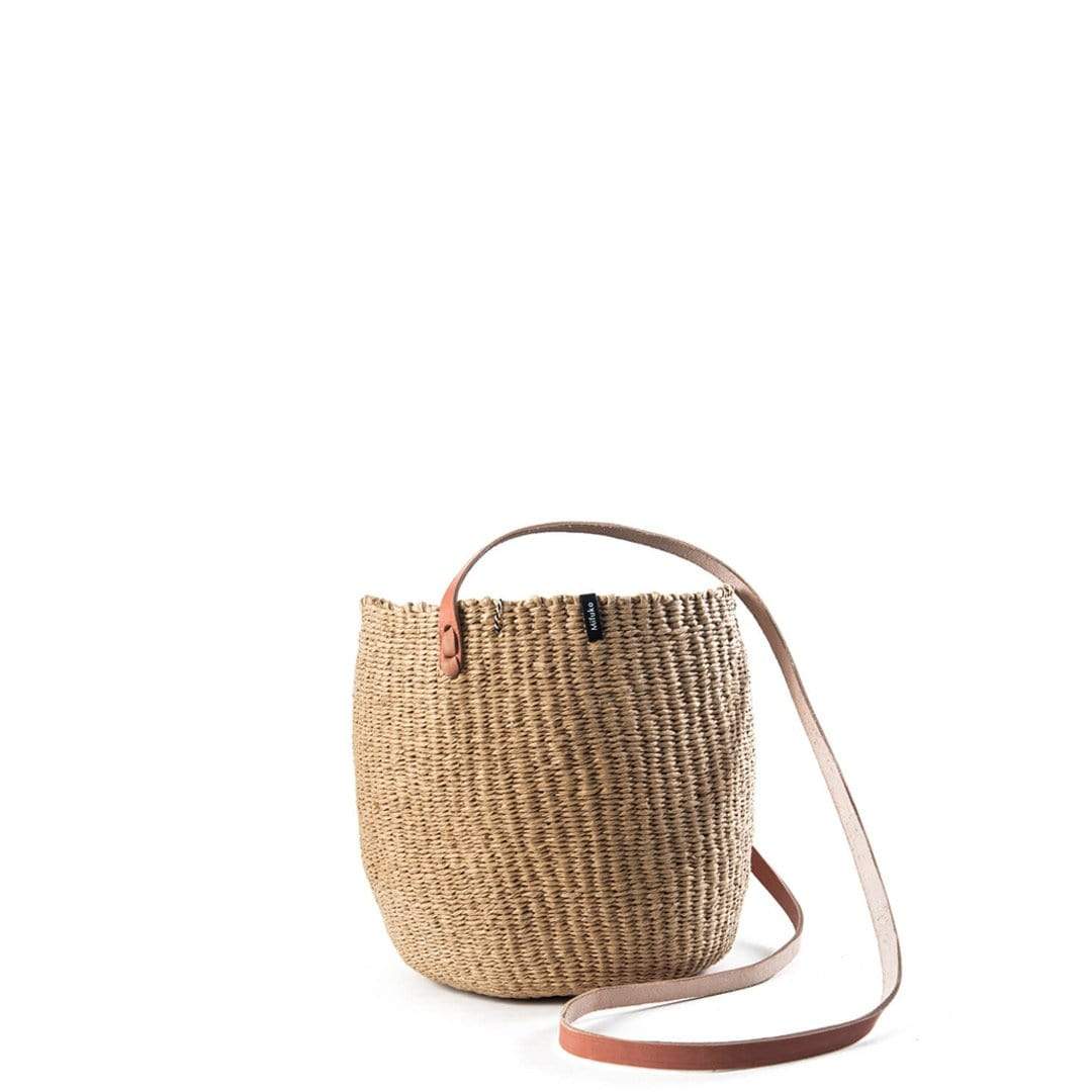 Mifuko Paper Basket with long handle S Kiondo hanging basket | Brown S