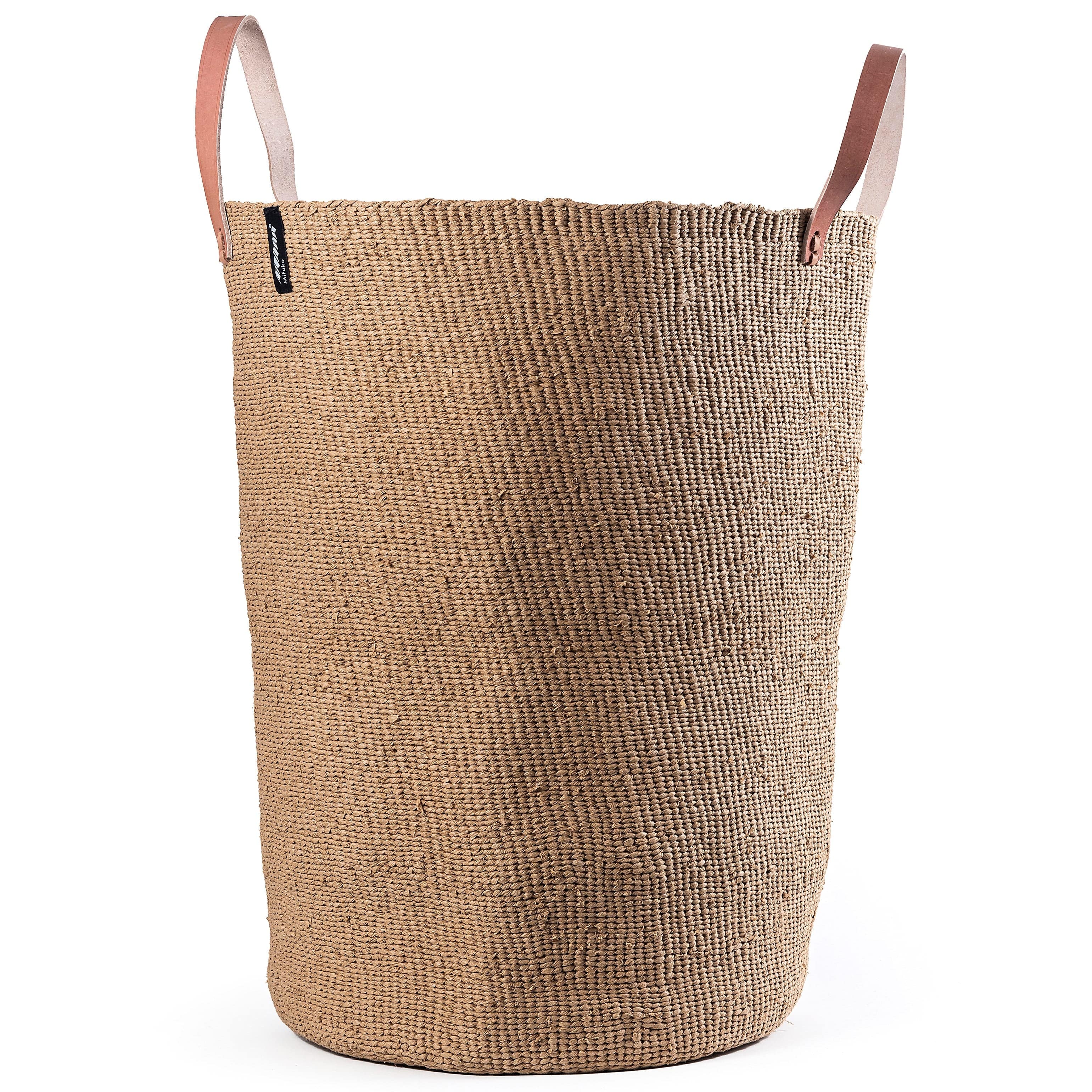 Mifuko Paper Large basket with handle XL Kiondo floor basket | Brown with handles XL