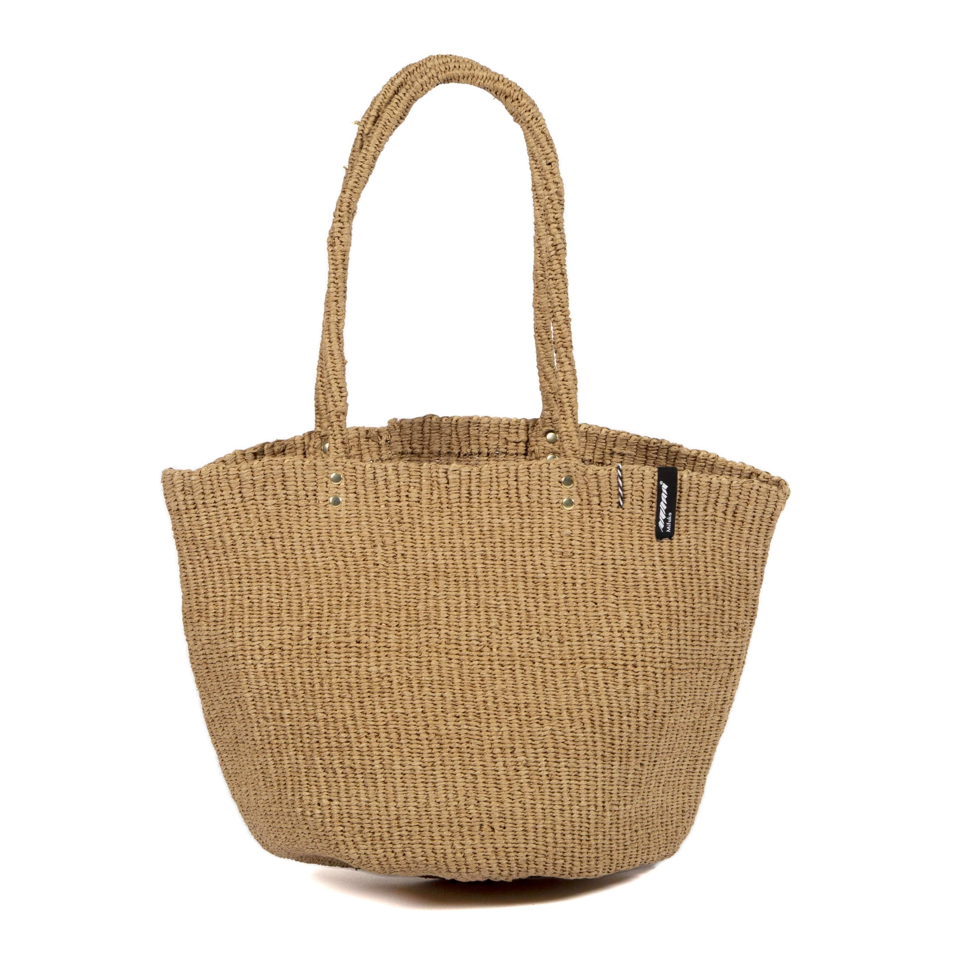 Mifuko Paper Shopper basket M Kiondo shopper basket | Brown woven handle M