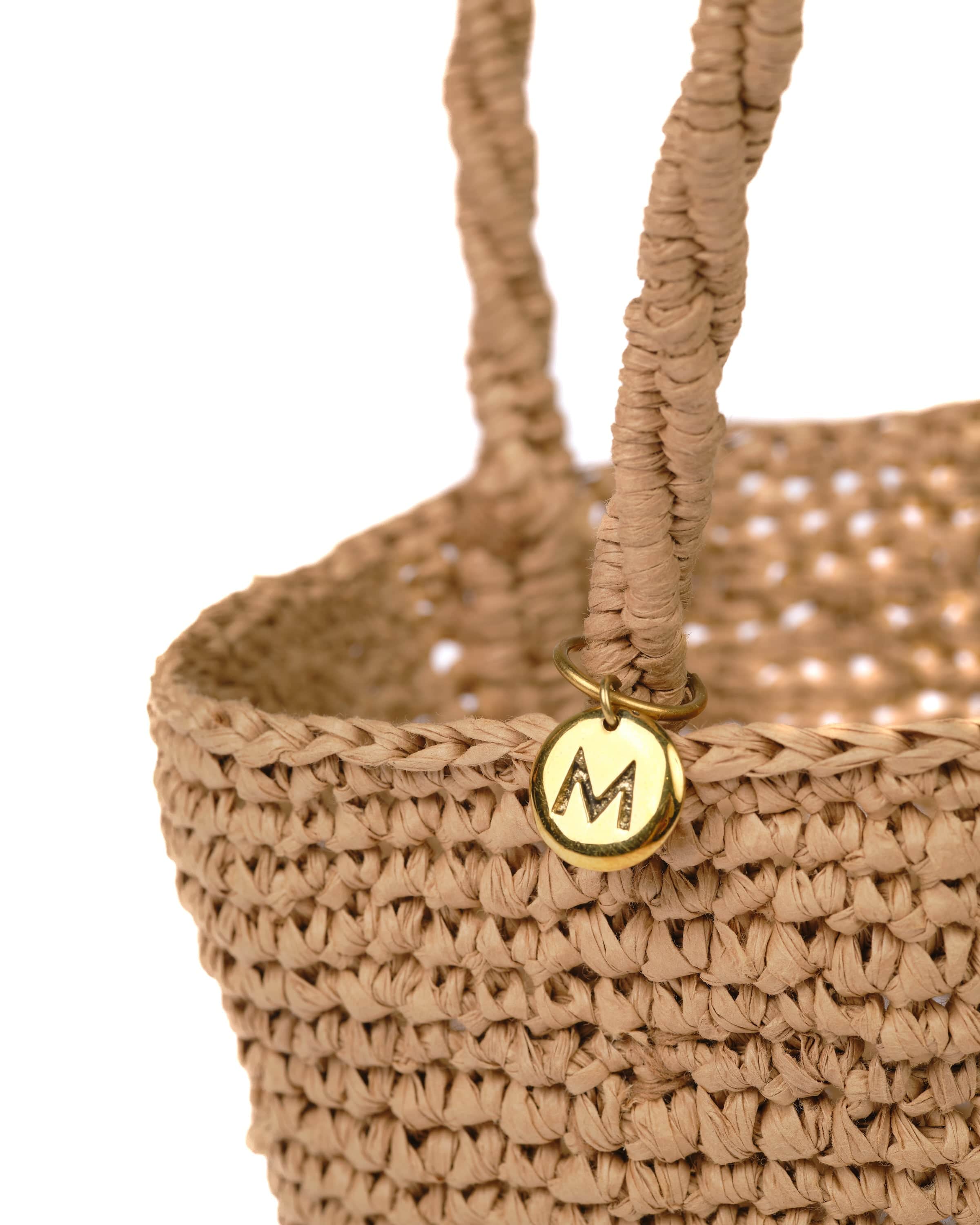 Mifuko Paper Shopper basket Kiondo shopper basket | Crocheted brown XXS  handmade fair trade