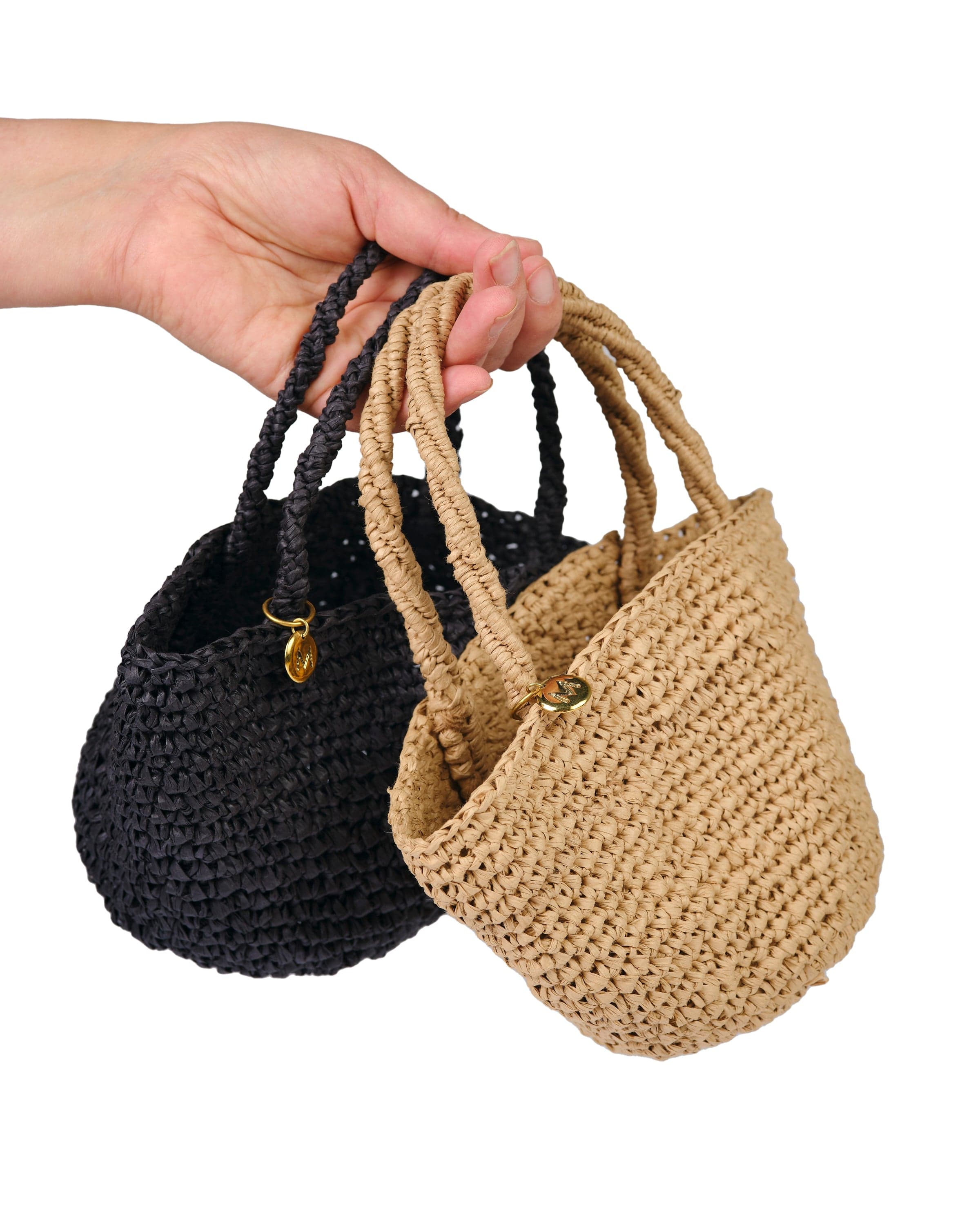 Mifuko Paper Shopper basket Kiondo shopper basket | Crocheted brown XXS