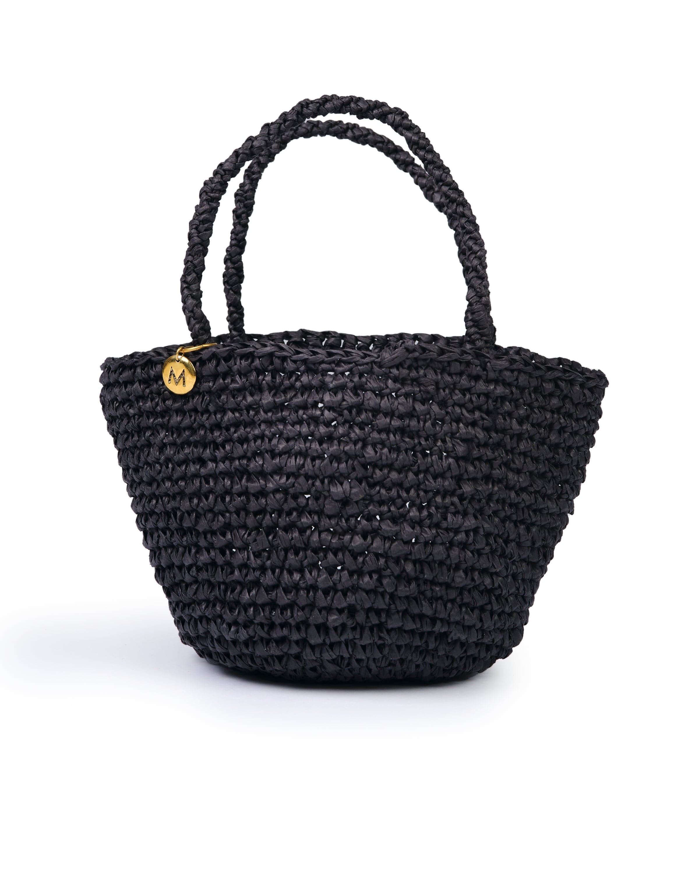 Mifuko Paper Shopper basket Kiondo shopper basket | Crocheted black XXS