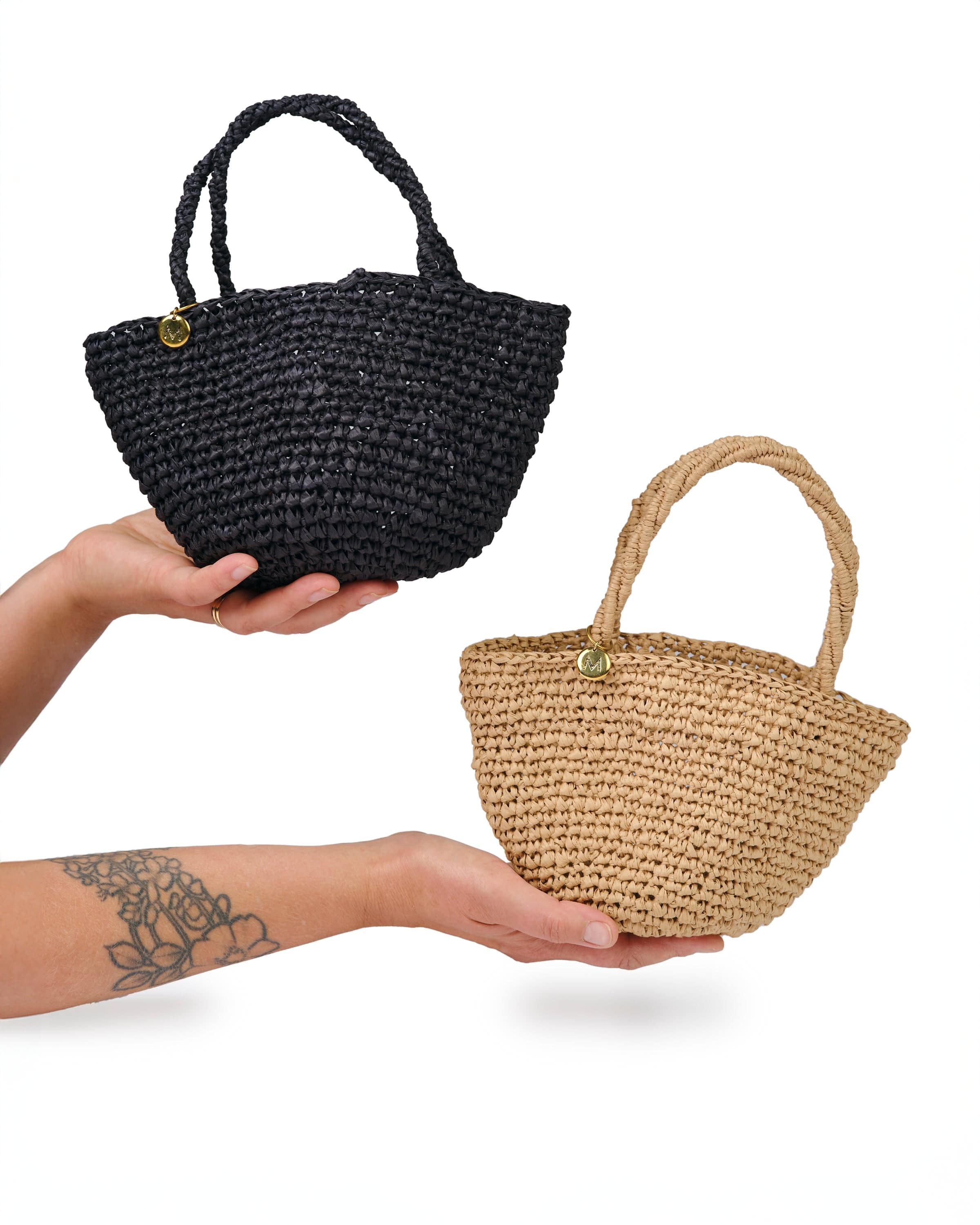 Mifuko Paper Shopper basket Kiondo shopper basket | Crocheted black XXS  handmade fair trade