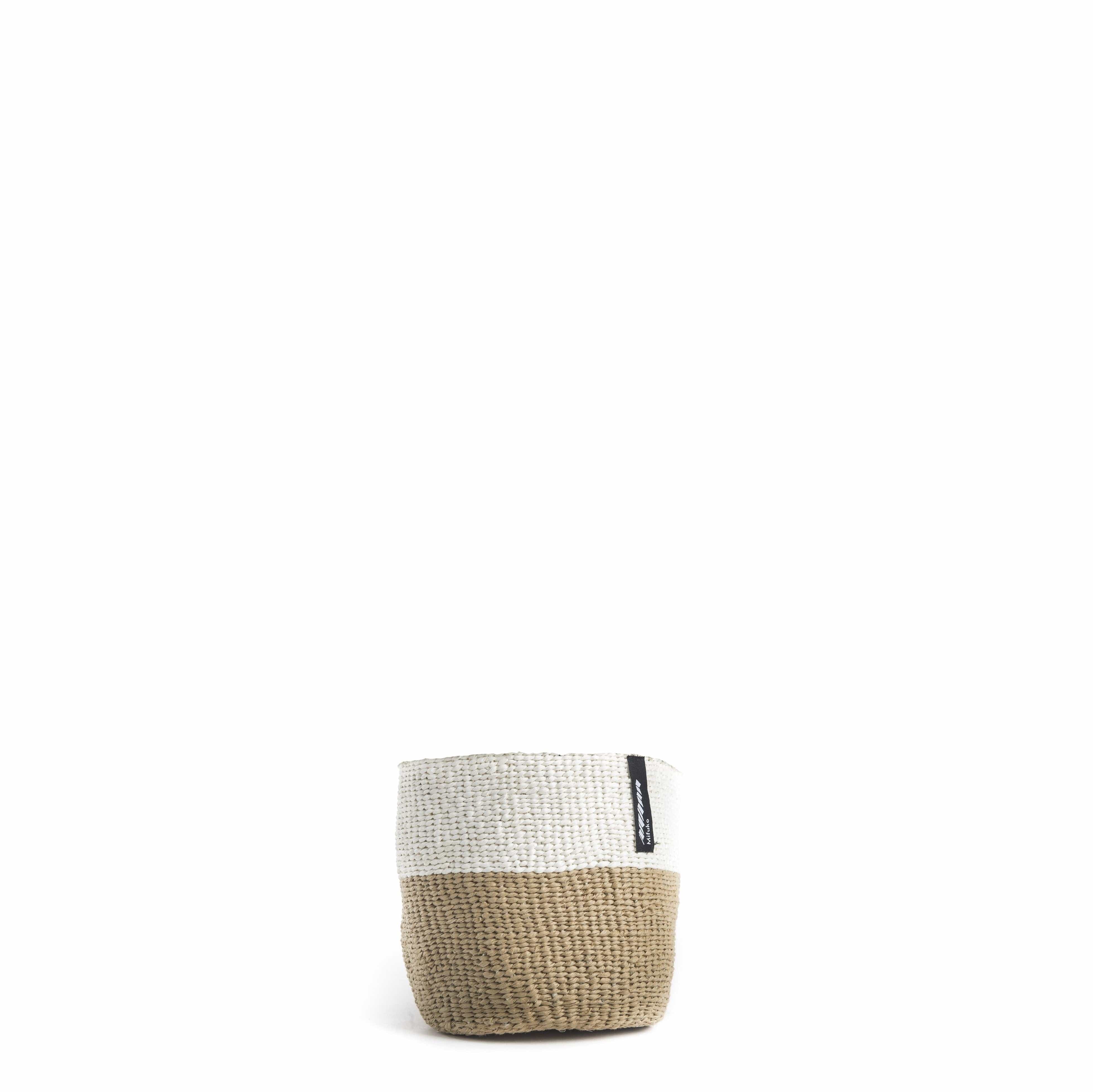 Mifuko Paper Small basket XS Kiondo basket | White and brown duo XS