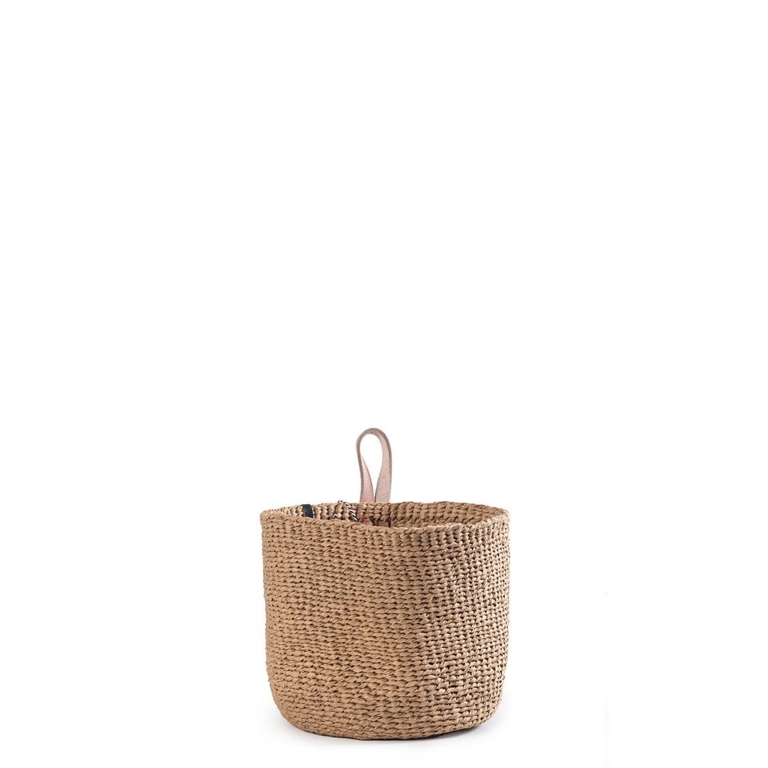 Mifuko Paper Small basket with short handle XS Kiondo basket | Brown with loop XS