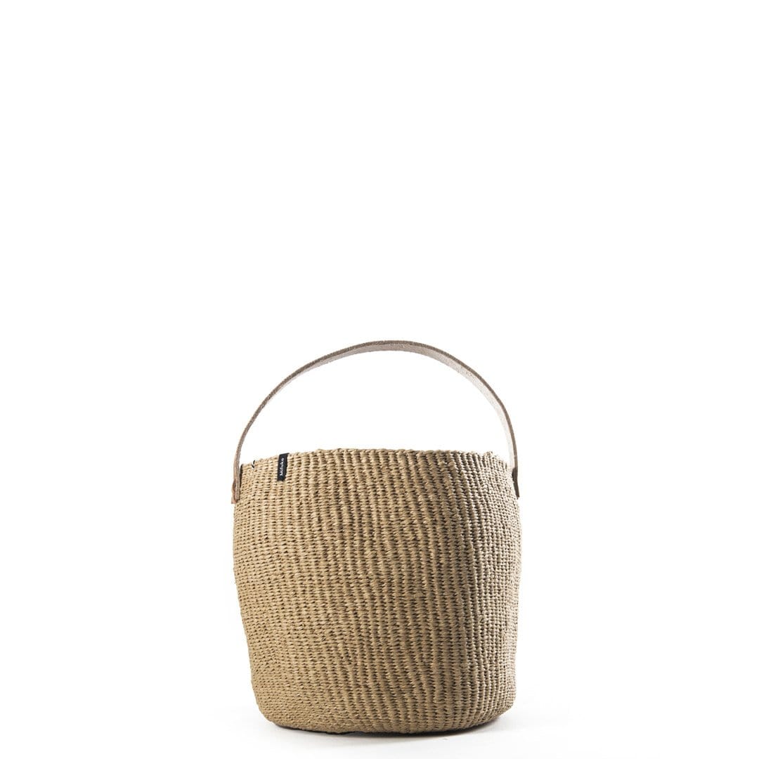 Mifuko Paper Small basket with short handle S Kiondo basket | Brown with handle S