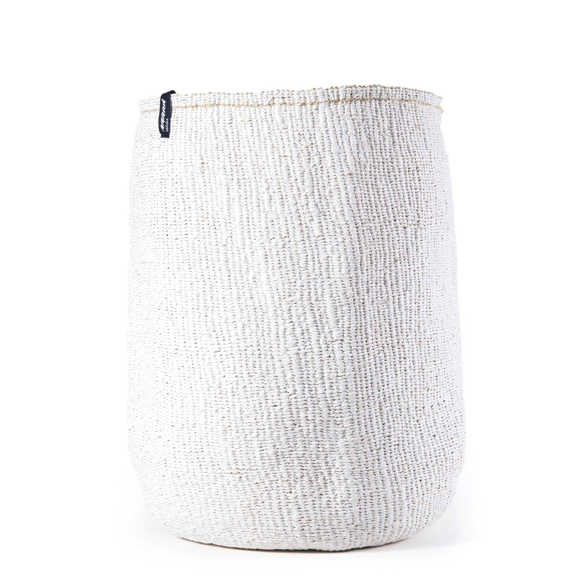 Mifuko Partly recycled plastic and sisal Large basket XL Kiondo floor basket | White XL