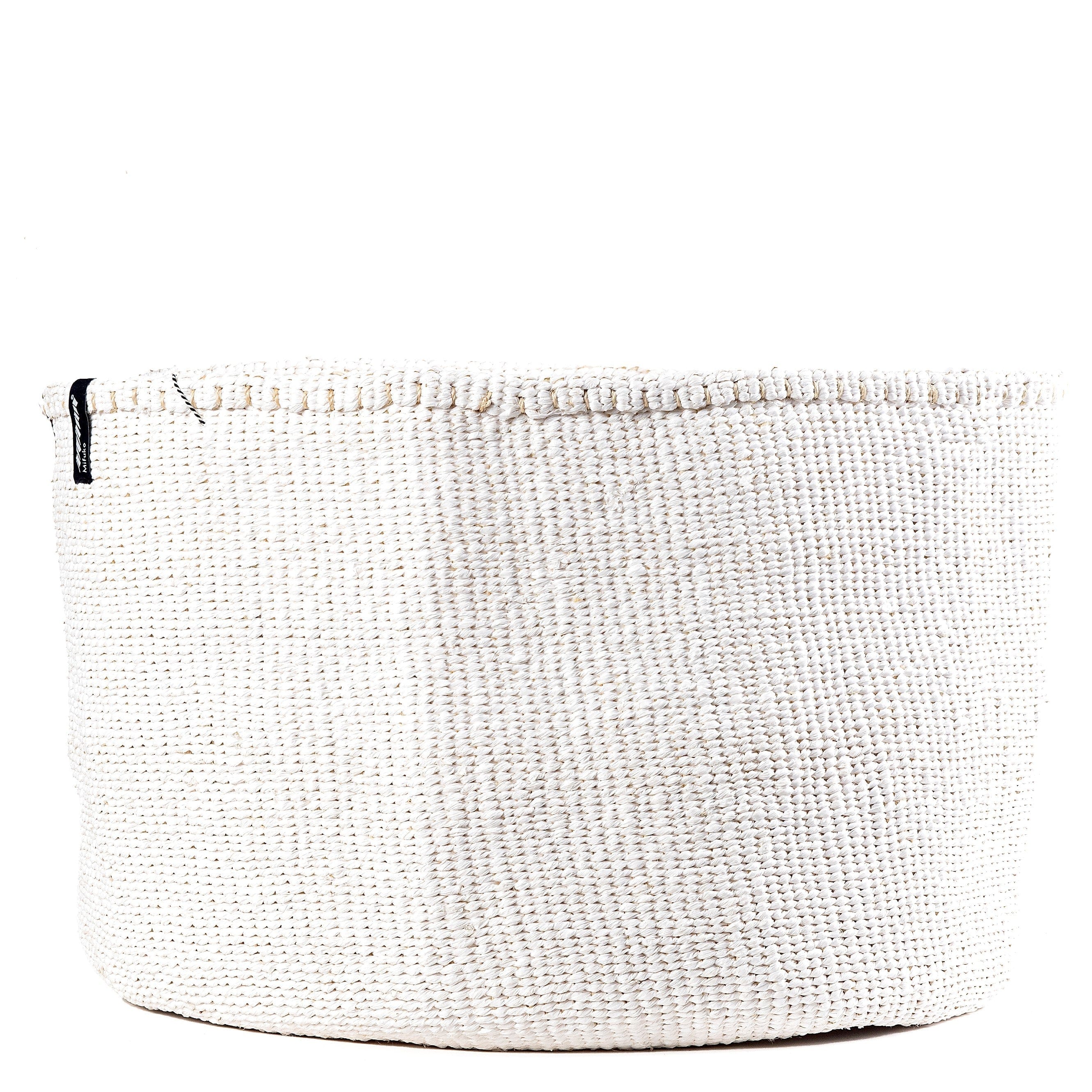 Mifuko Partly recycled plastic and sisal Large basket XXL Kiondo floor basket | White XXL