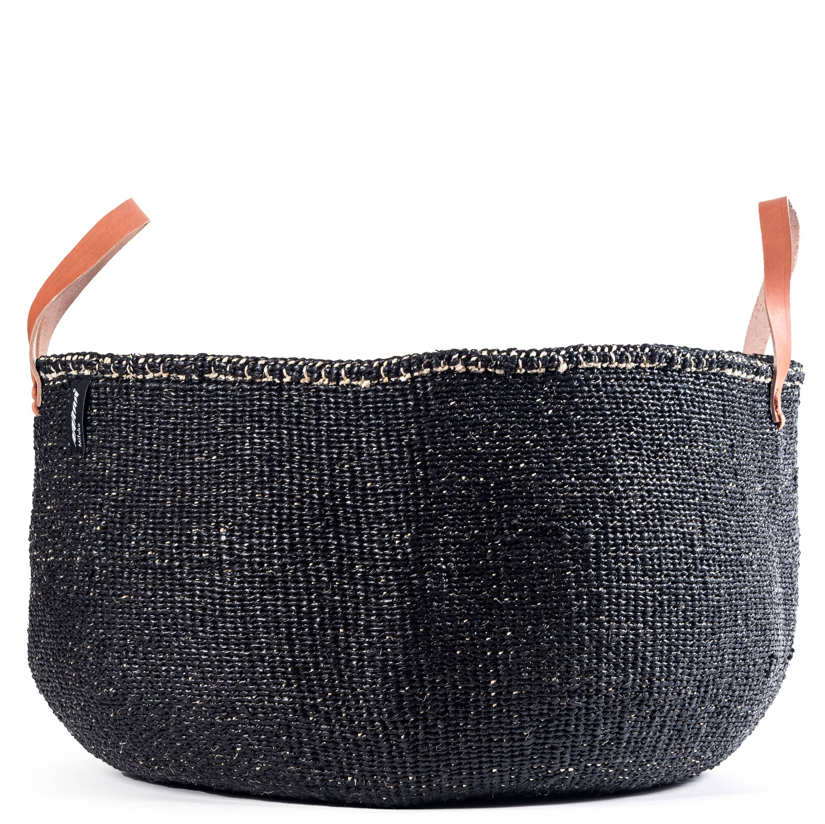 Handwoven black basket with handles XXL