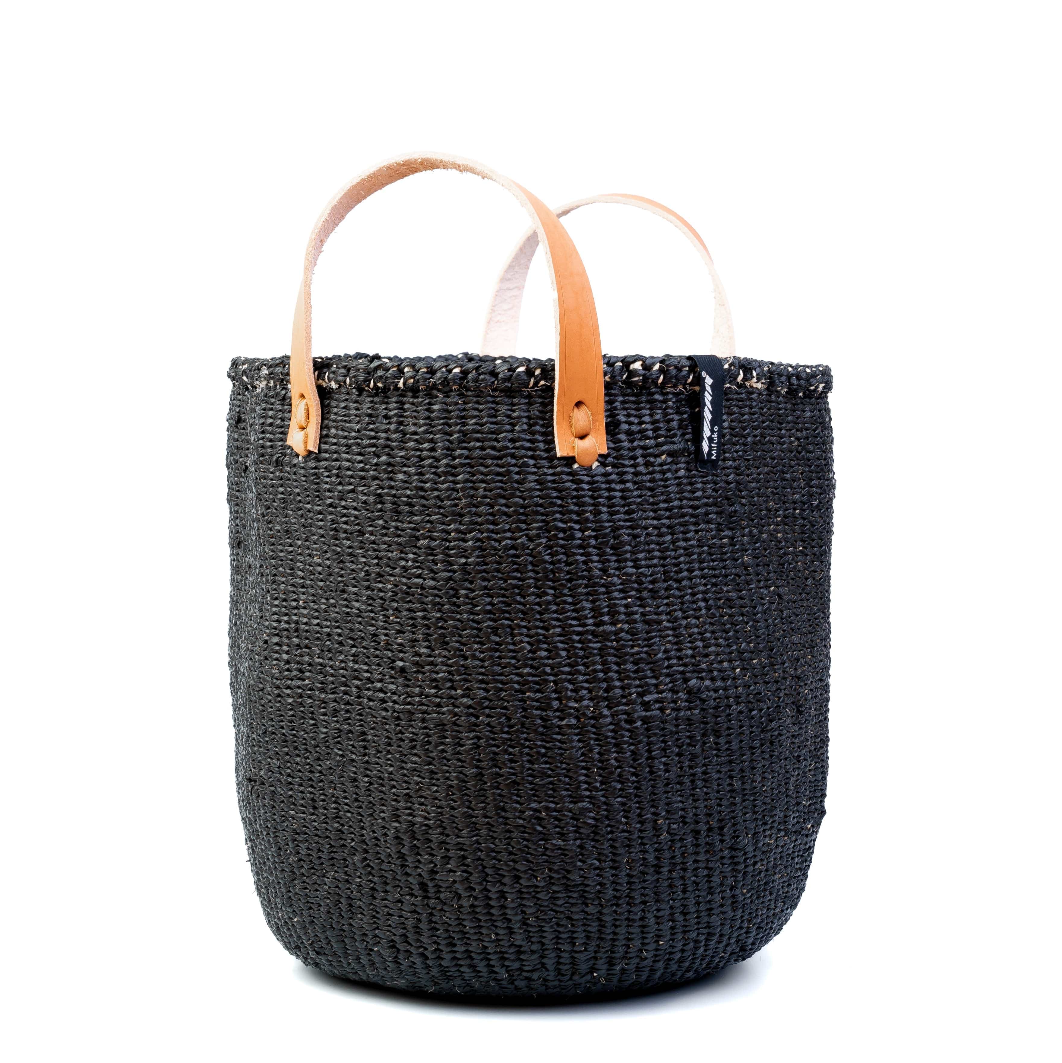 Mifuko Partly recycled plastic and sisal Market basket M Kiondo market basket | Black M