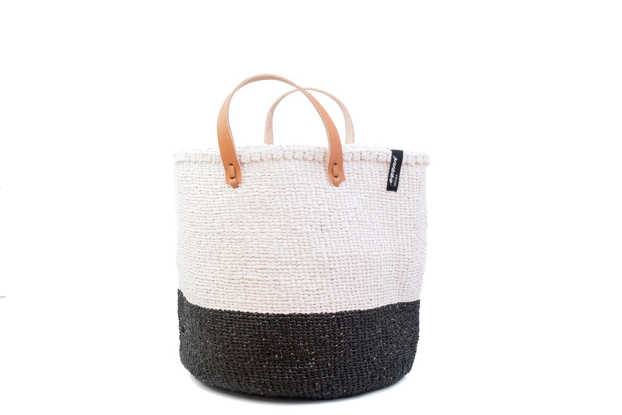 Mifuko Partly recycled plastic and sisal Market basket M Kiondo market basket | Black and white duo M