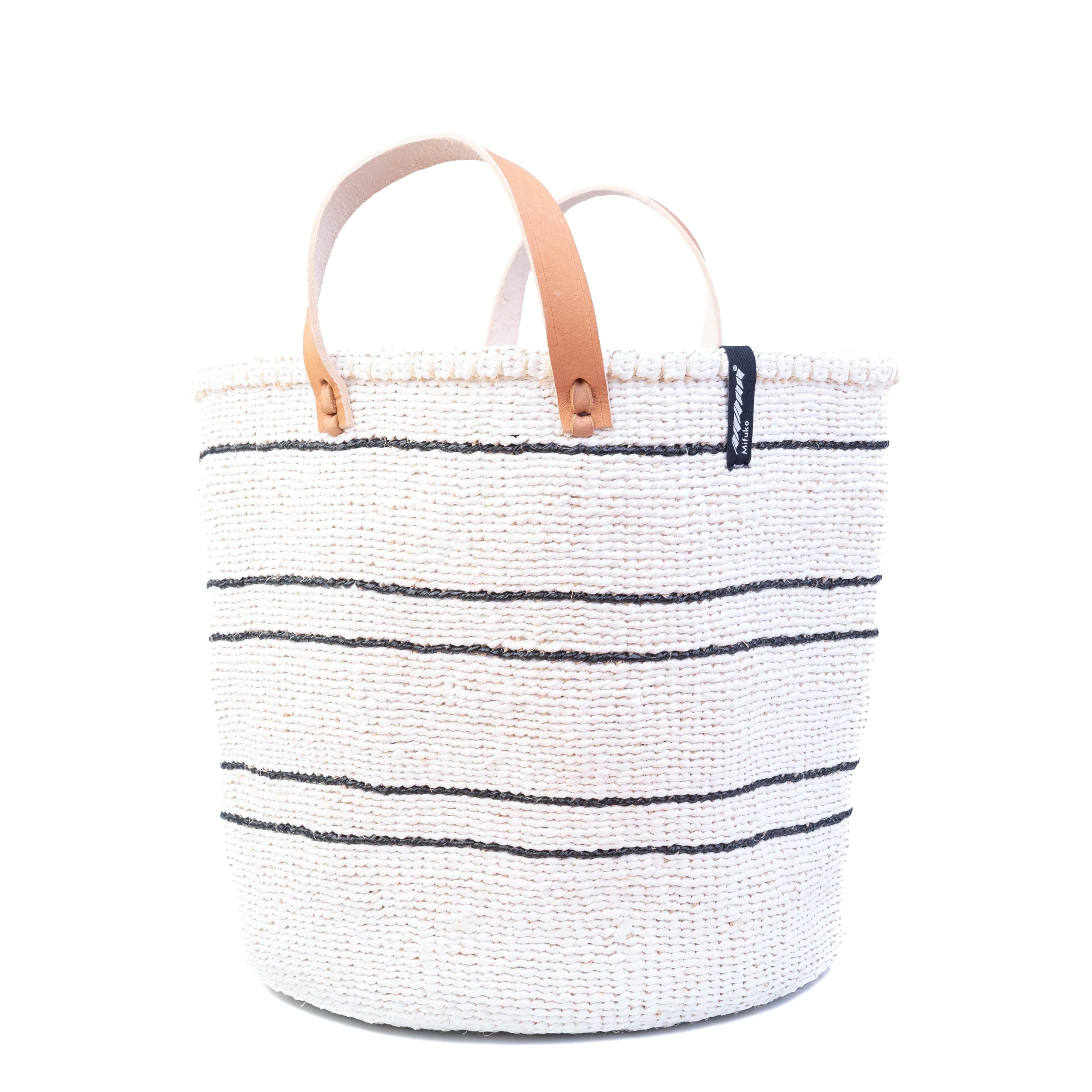 Mifuko Partly recycled plastic and sisal Market basket M Kiondo market basket | 5 black stripes M