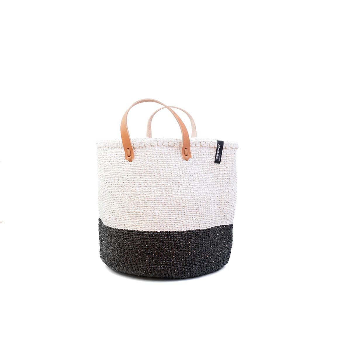 Mifuko Partly recycled plastic and sisal Market basket M Kiondo market basket | Black and white duo M