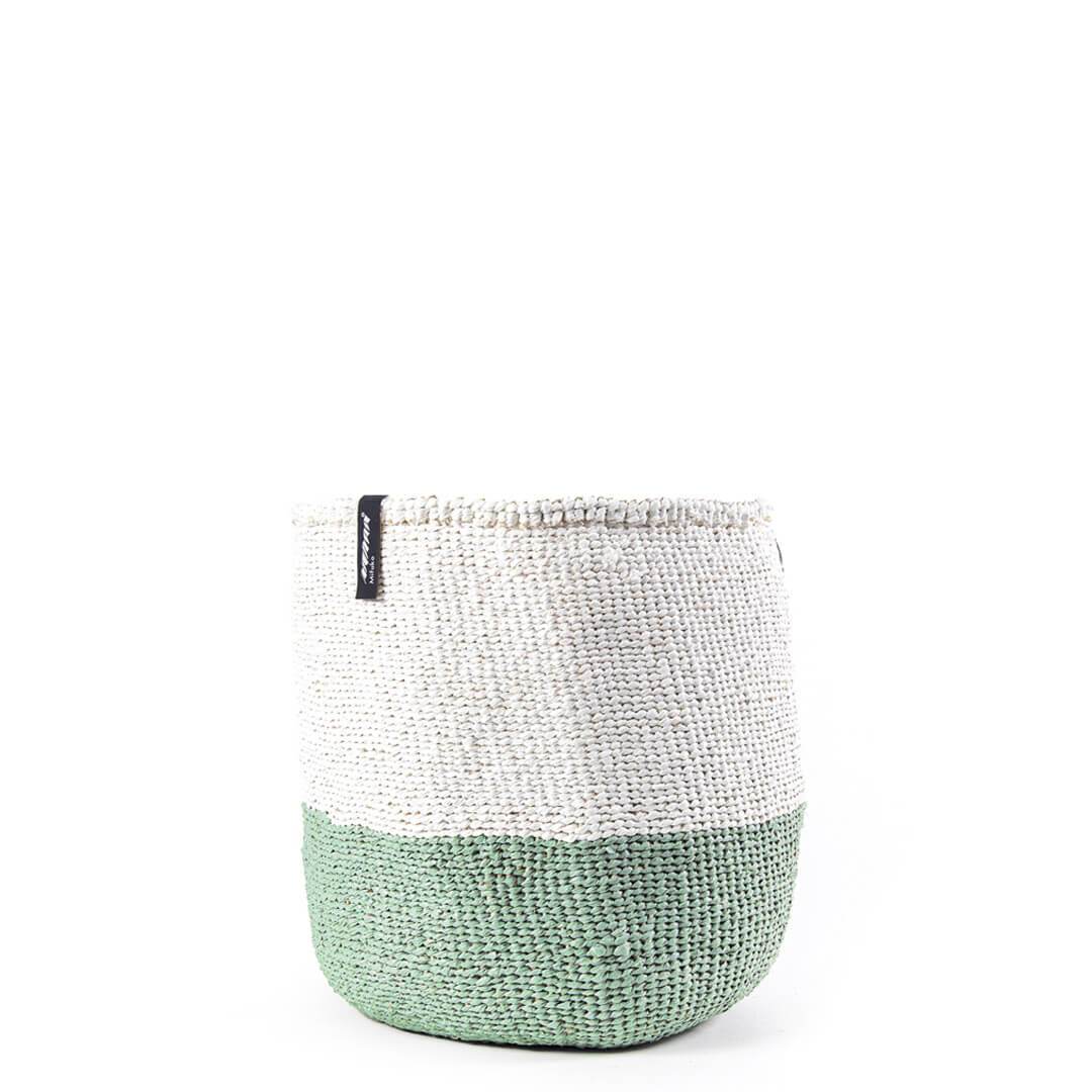 Mifuko Partly recycled plastic and sisal Medium size basket M Kiondo basket | White and light green duo M