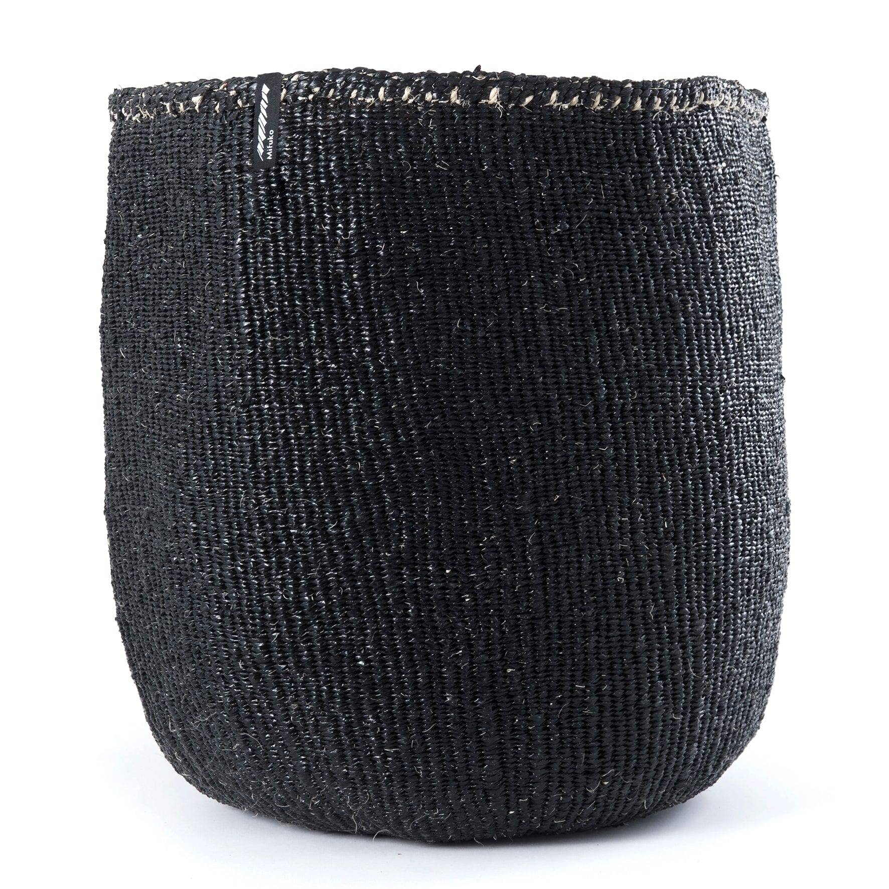 Mifuko Partly recycled plastic and sisal Medium size basket L Kiondo basket | Black L