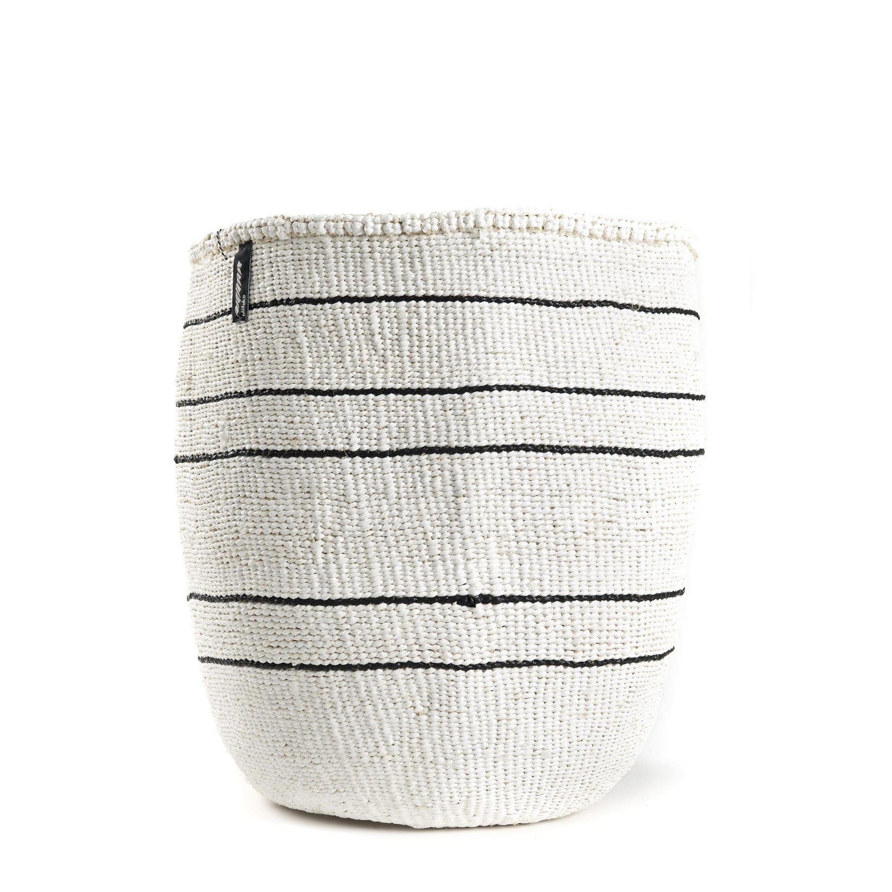 Mifuko Partly recycled plastic and sisal Medium size basket L Kiondo basket | 5 black stripes L