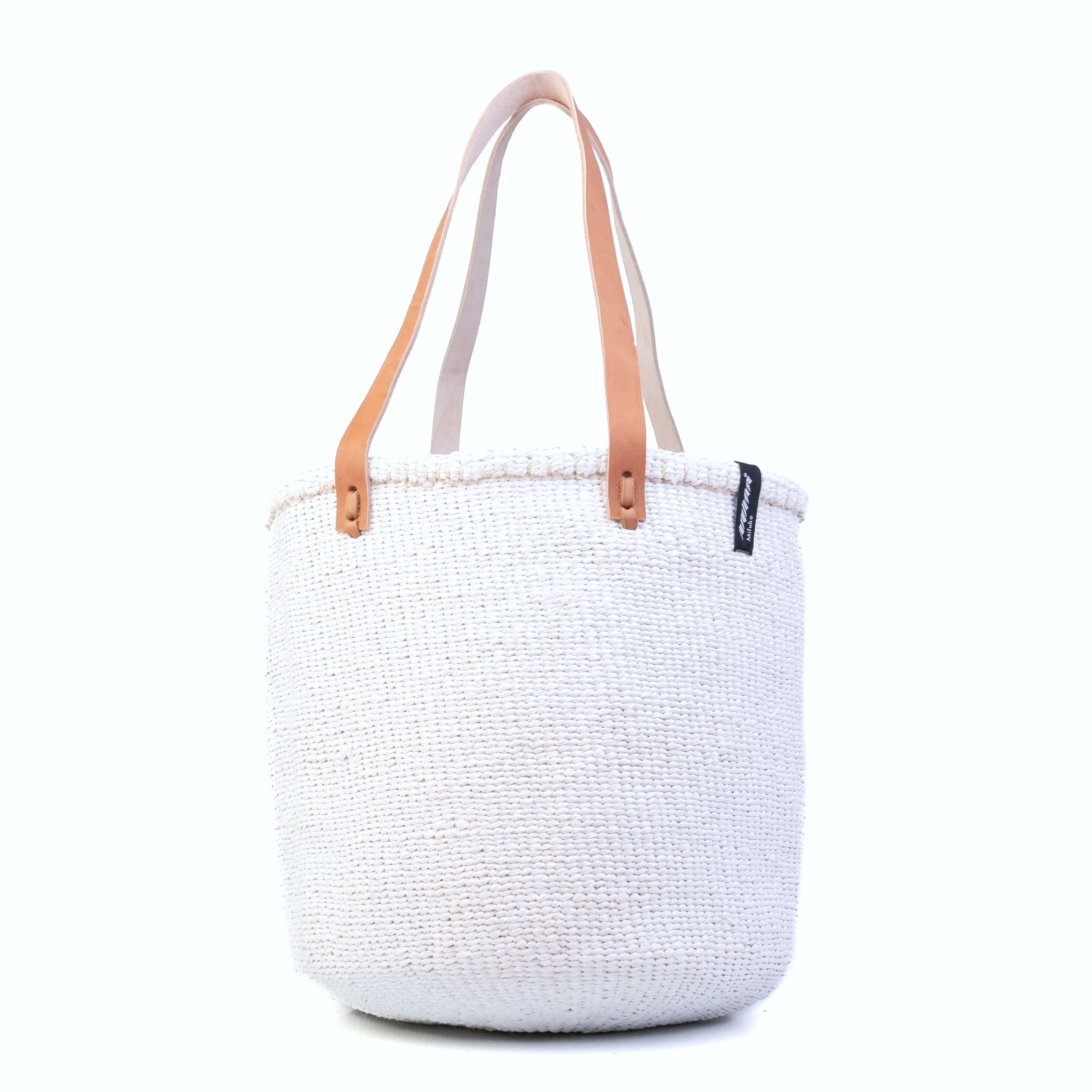 Mifuko Partly recycled plastic and sisal Shopper basket M Kiondo shopper basket | White M