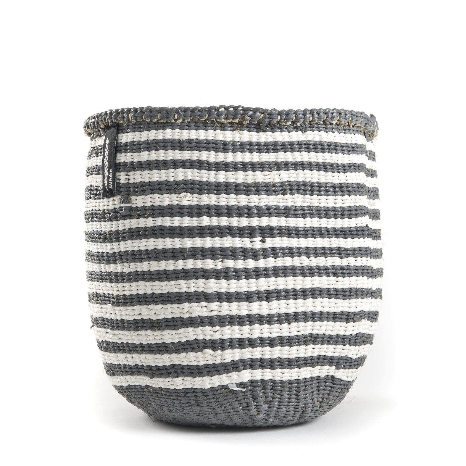Mifuko Partly recycled plastic and sisal Small basket S Kiondo basket | Thin grey stripes S