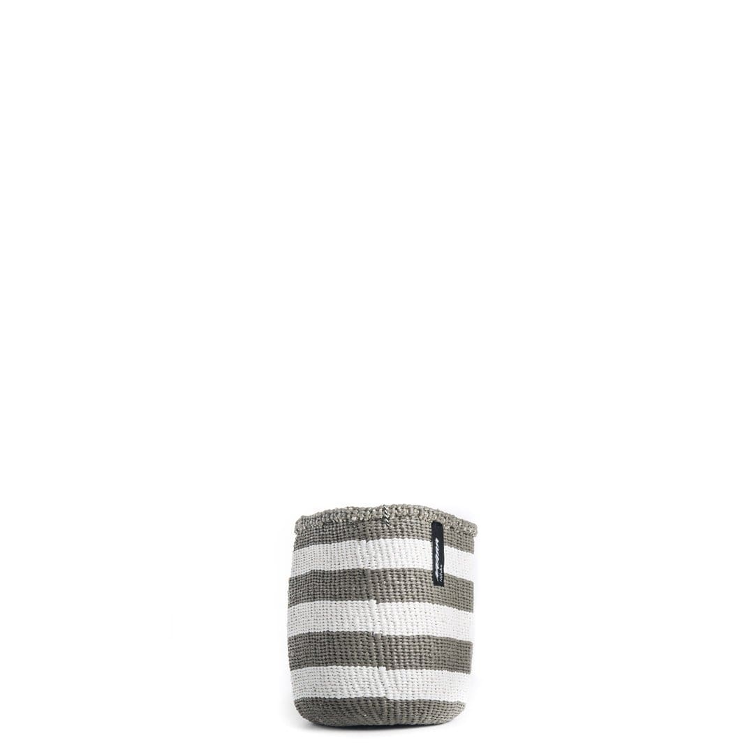 Mifuko Partly recycled plastic and sisal Small basket XS Kiondo basket | Warm grey stripes XS