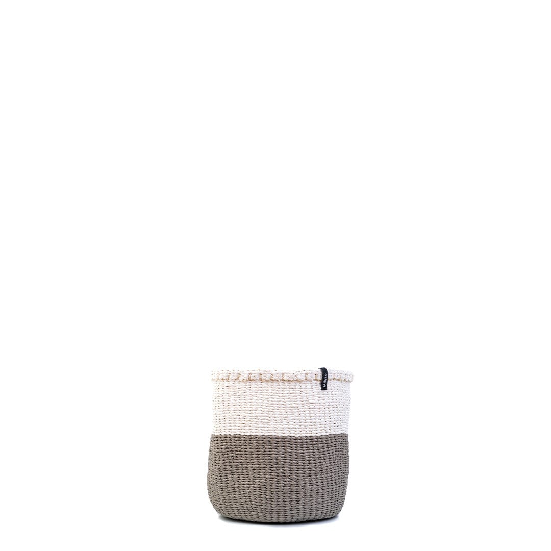 Mifuko Partly recycled plastic and sisal Small basket XS Kiondo basket | White and warm grey duo XS