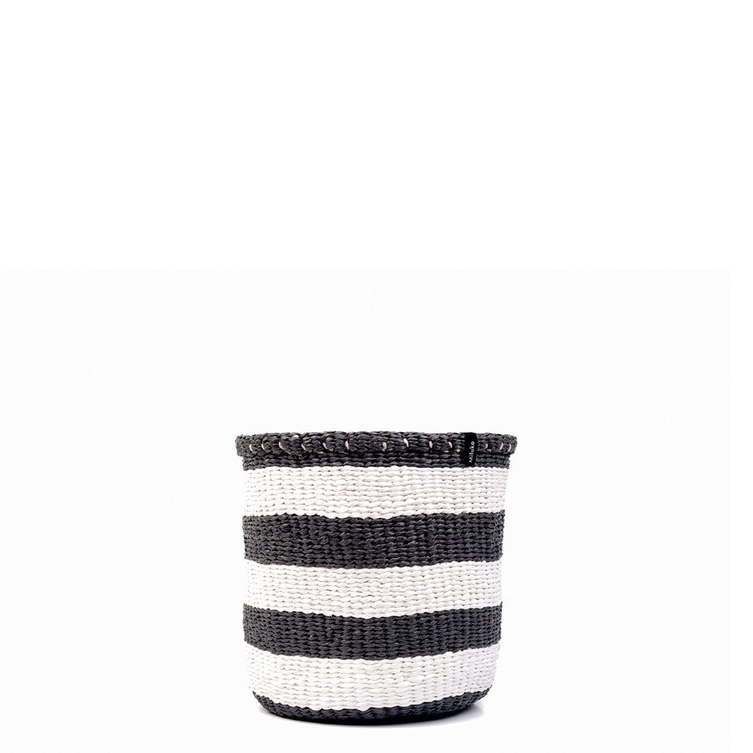 Mifuko Partly recycled plastic and sisal Small basket S Kiondo basket | Grey stripes S