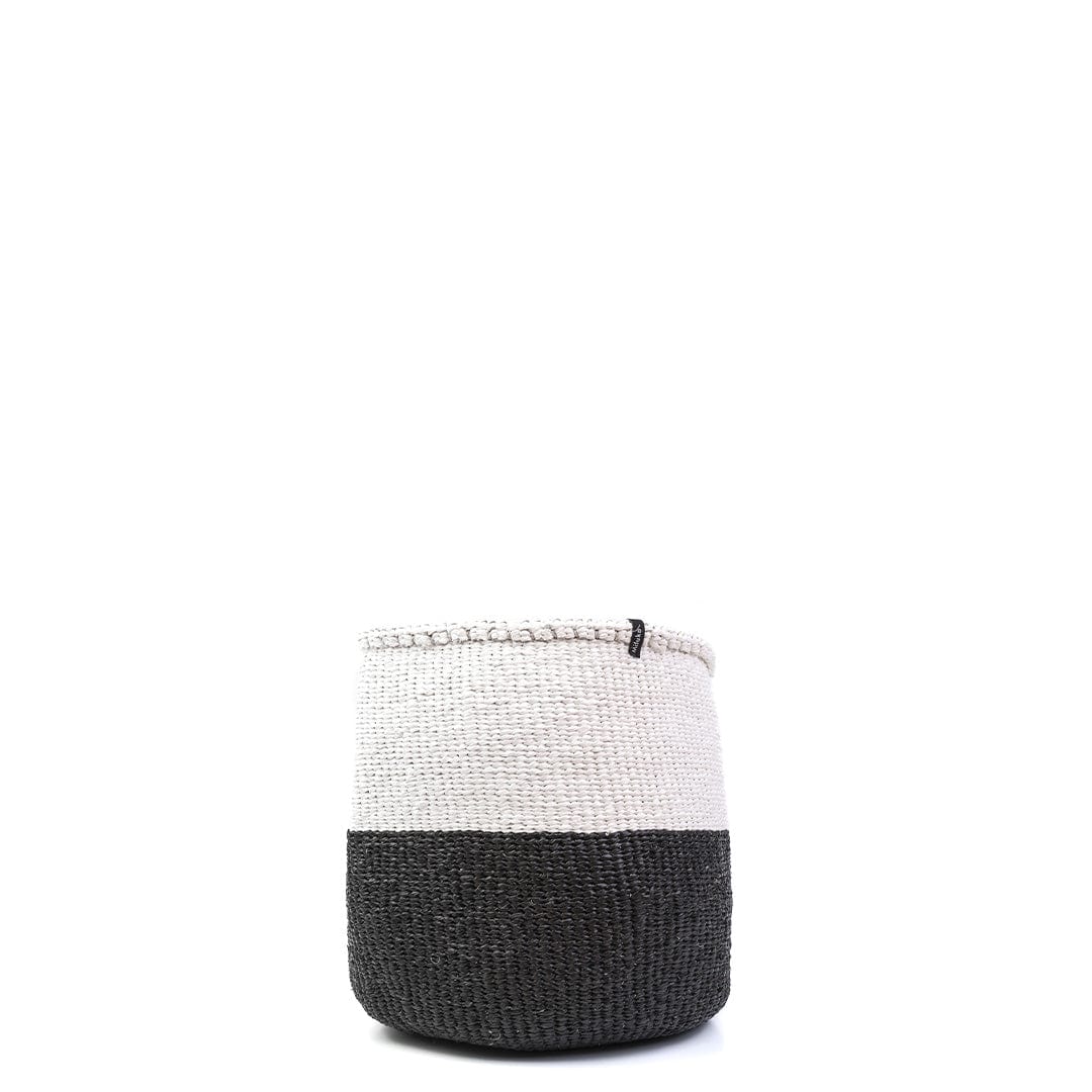 Mifuko Partly recycled plastic and sisal Small basket S Kiondo basket | White and black duo S