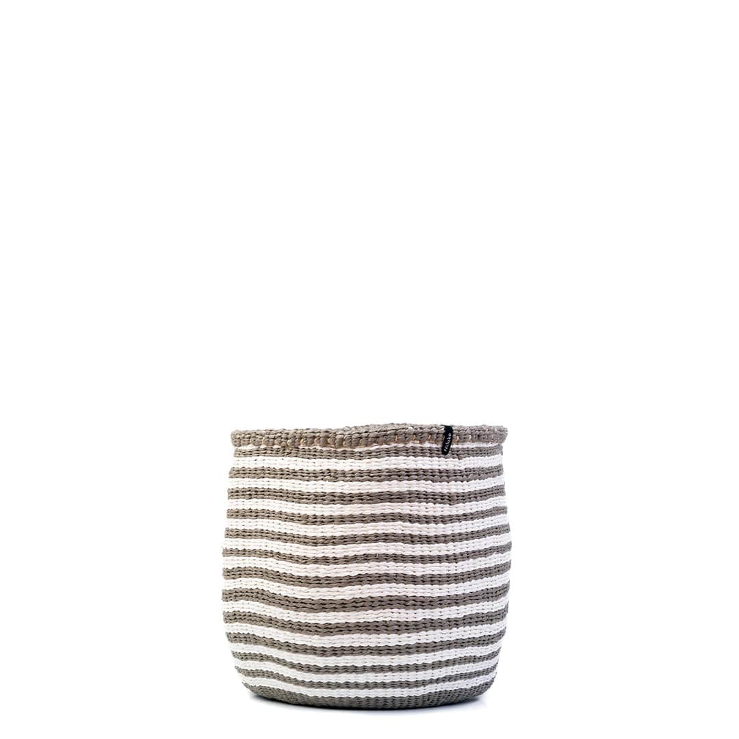 Mifuko Partly recycled plastic and sisal Small basket S Kiondo basket | Thin warm grey stripes S