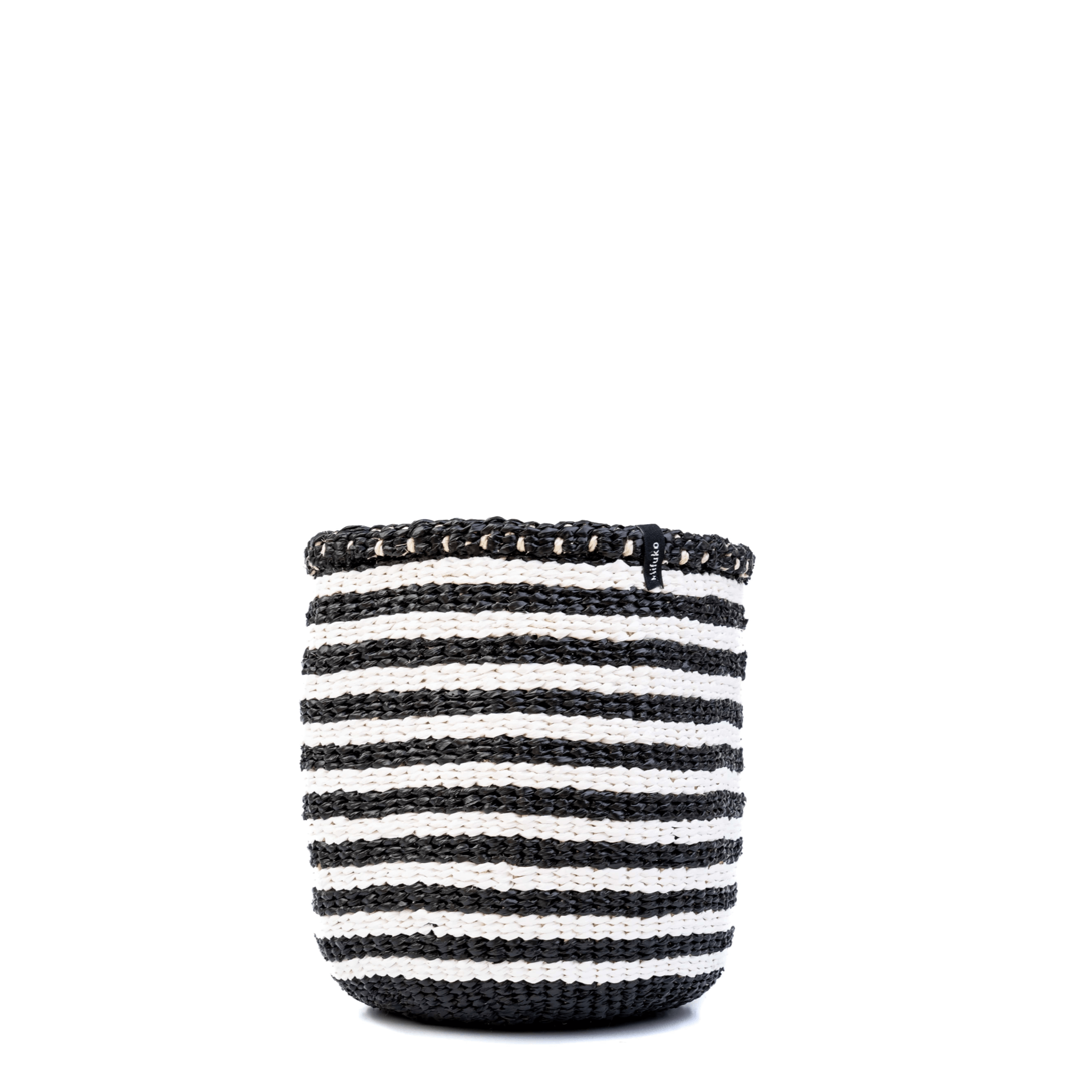 Mifuko Partly recycled plastic and sisal Small basket XS Kiondo basket | Thin black stripes XS