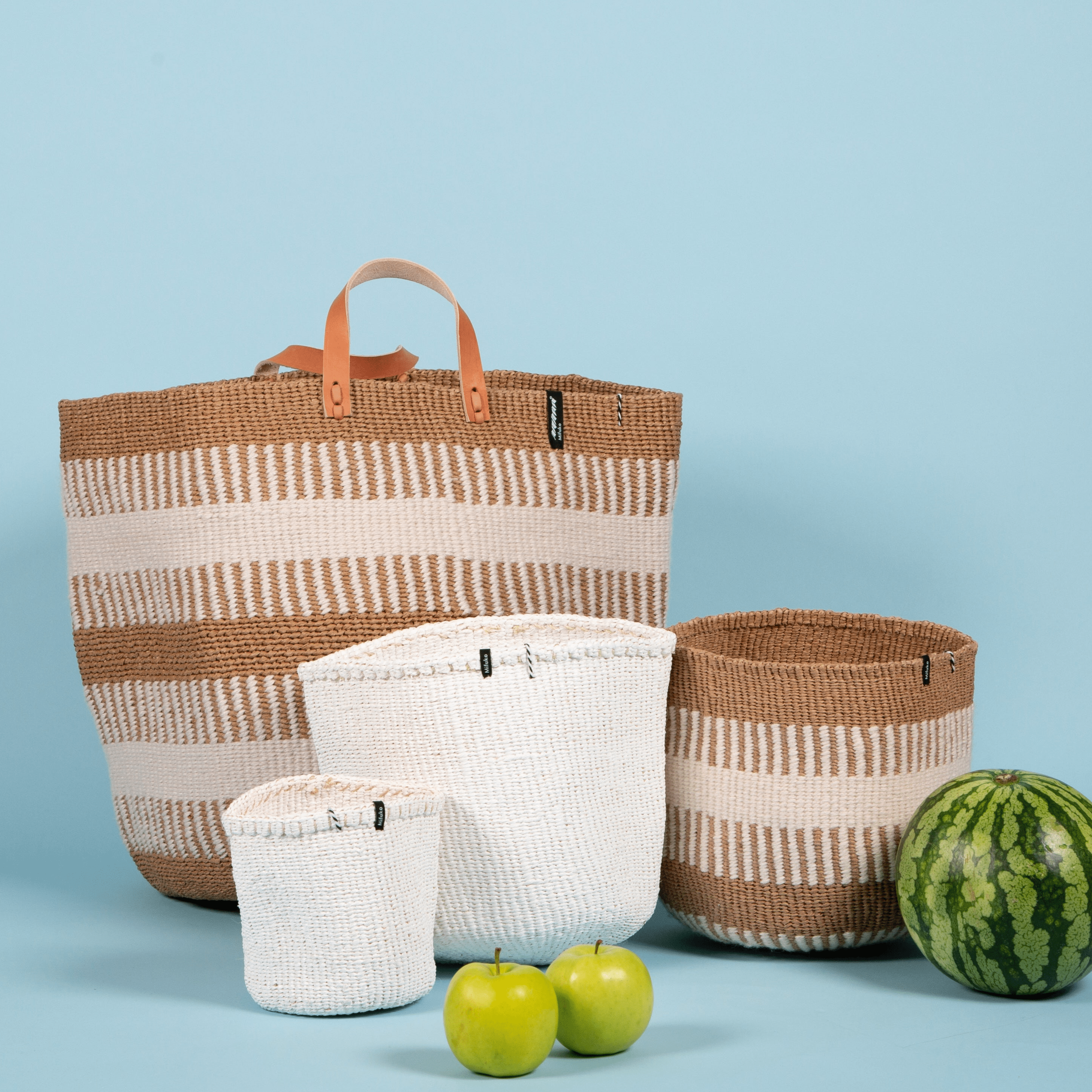 Mifuko Partly recycled plastic and sisal Small basket S Kiondo basket | White S