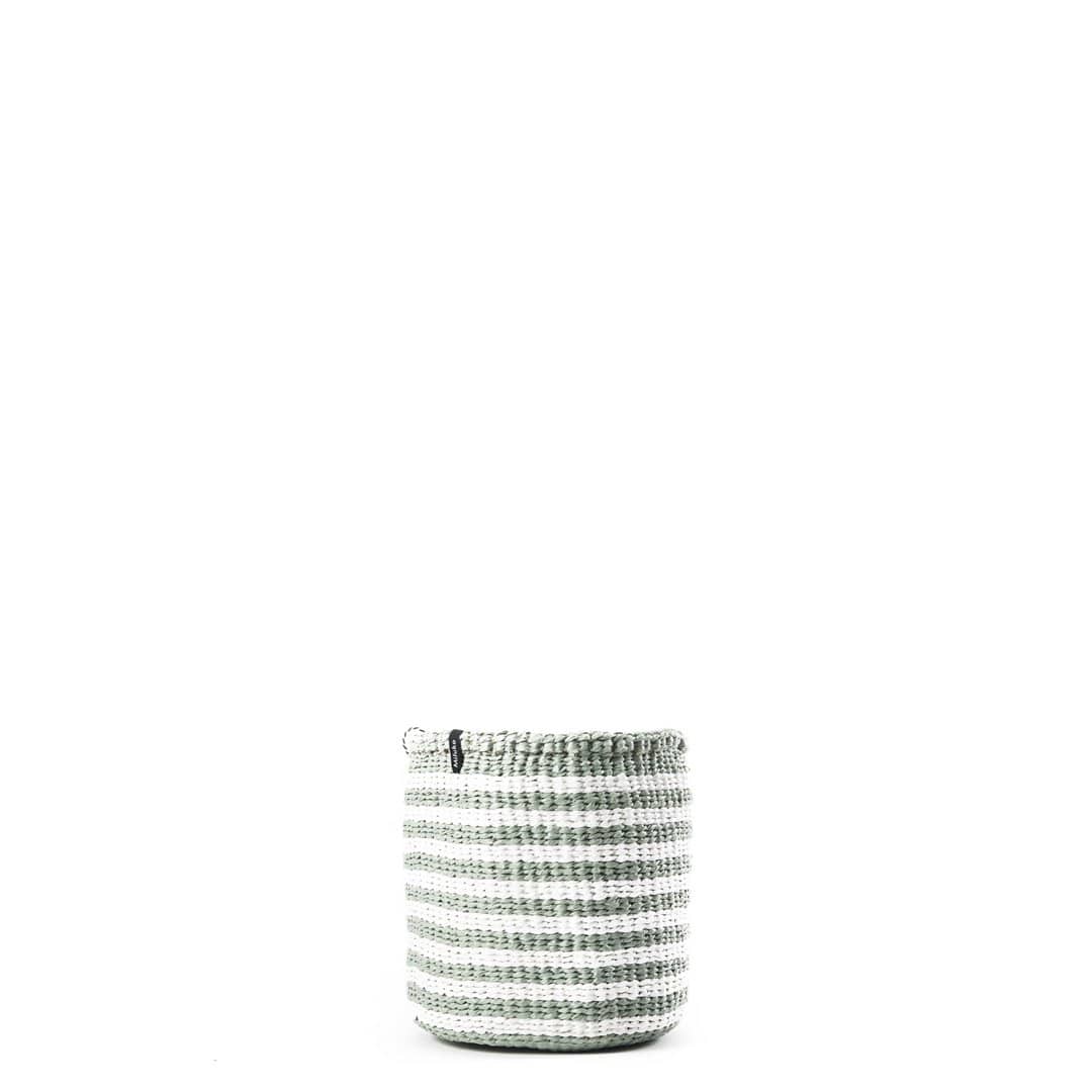 Mifuko Partly recycled plastic and sisal Small basket XS Kiondo basket | Thin light green stripes XS