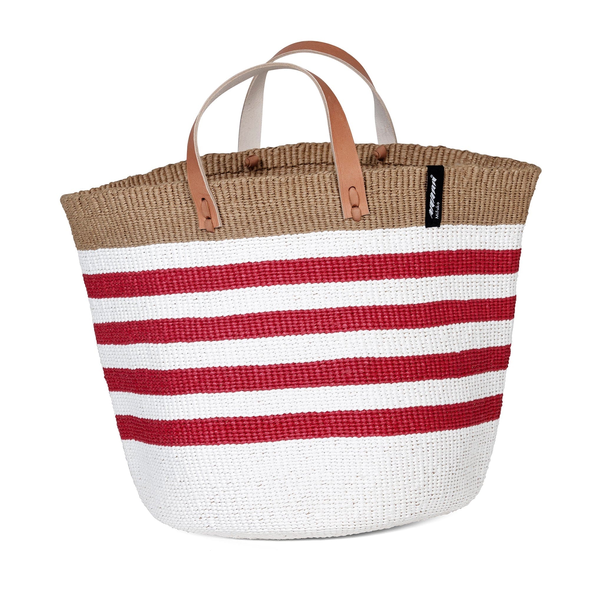 Mifuko Plastic and paper Market basket Kiondo Market basket | Thin stripe red M