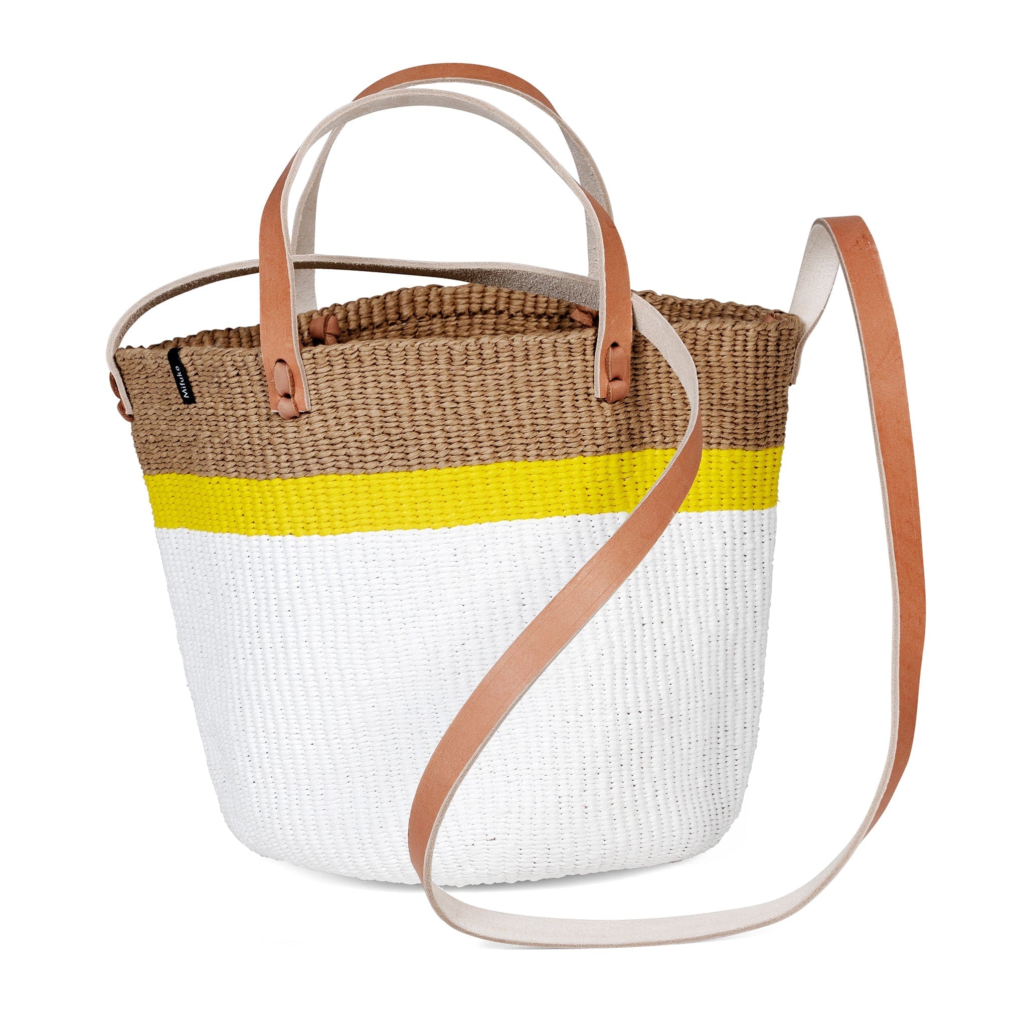 Mifuko Plastic and paper Shopper basket Kiondo shopper basket | Top stripe yellow S