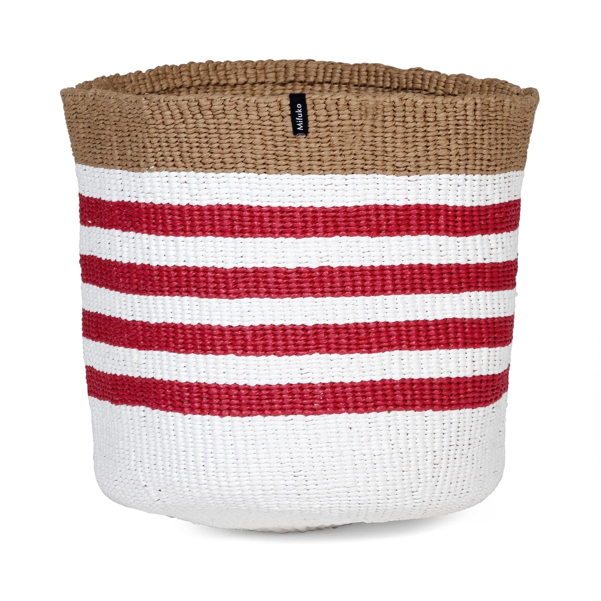 Mifuko Plastic and paper Small basket Kiondo basket | Thin stripe red S