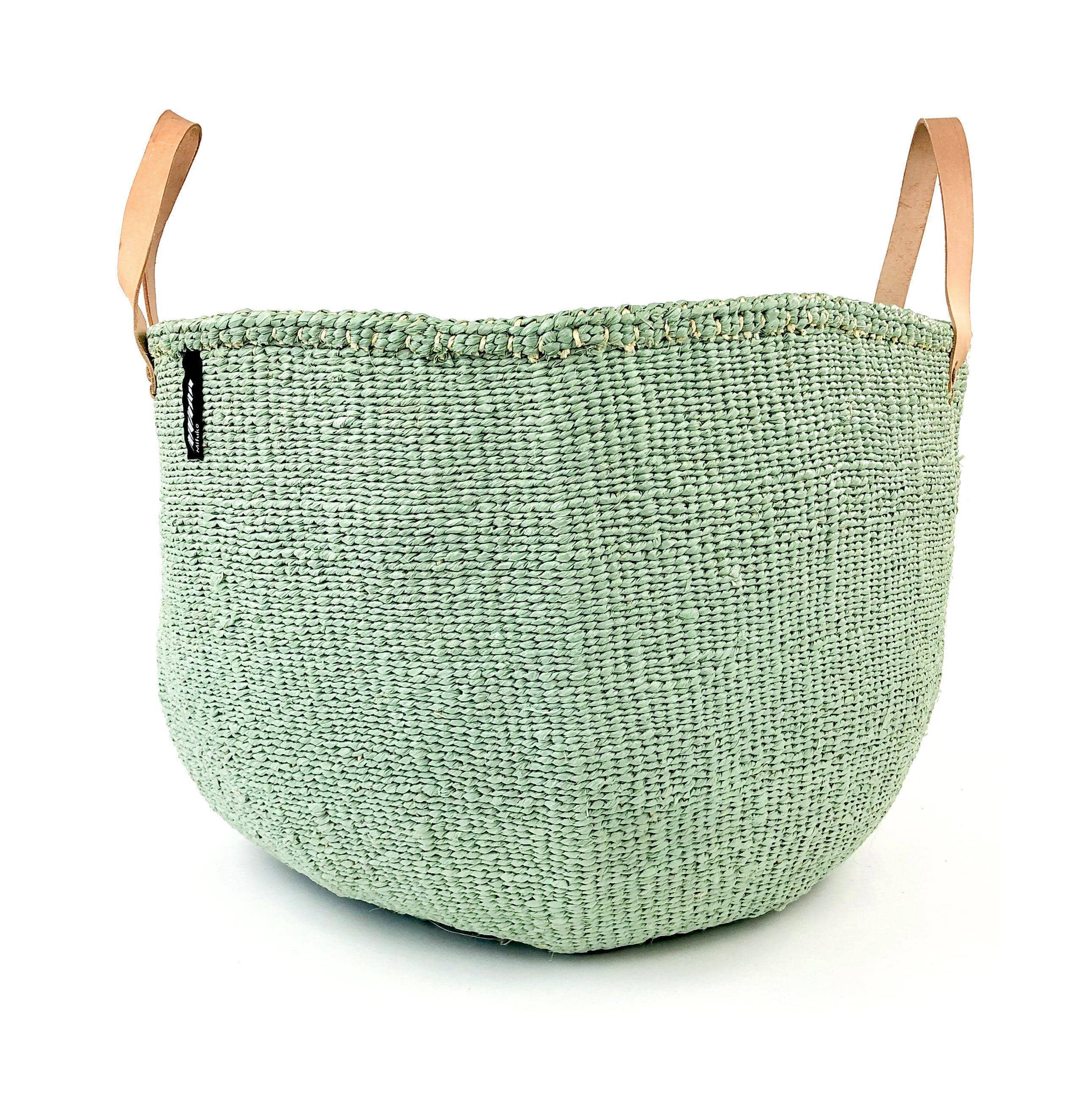 Mifuko Plastic and sisal Large basket with handle XXL Kiondo floor basket | Light green with handles XXL