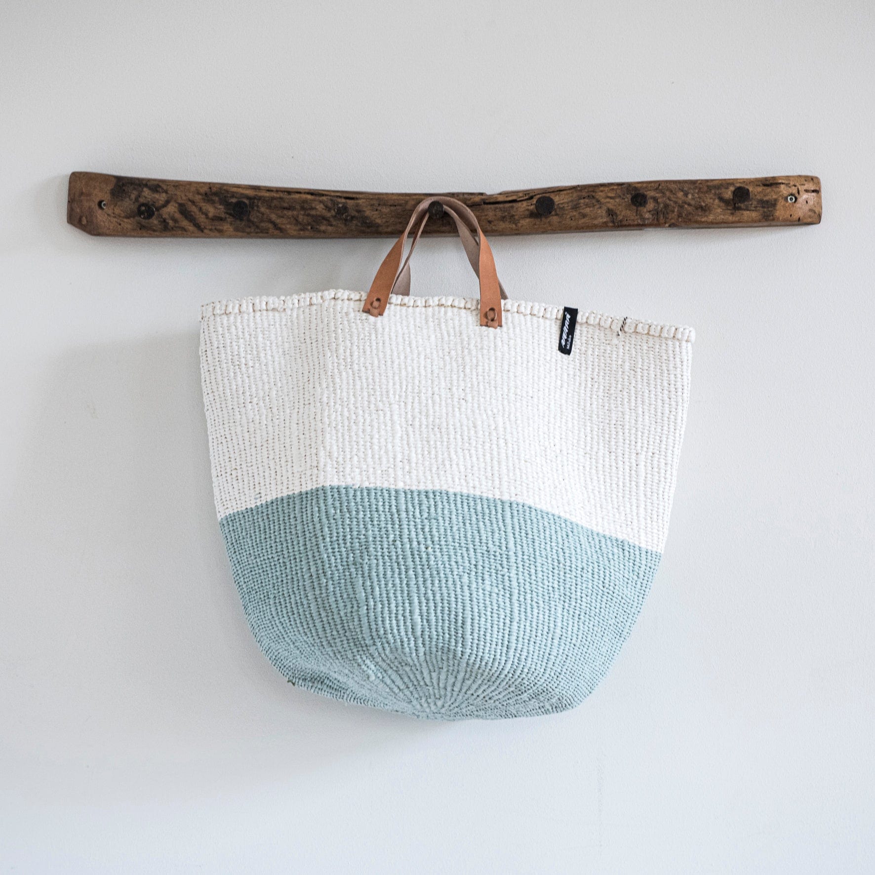 Kiondo market basket | White and light blue duo L