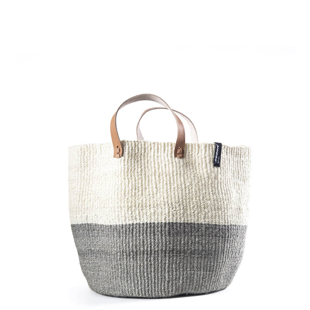 Mifuko Sisal Market basket M Kiondo market basket | Natural and light grey duo M