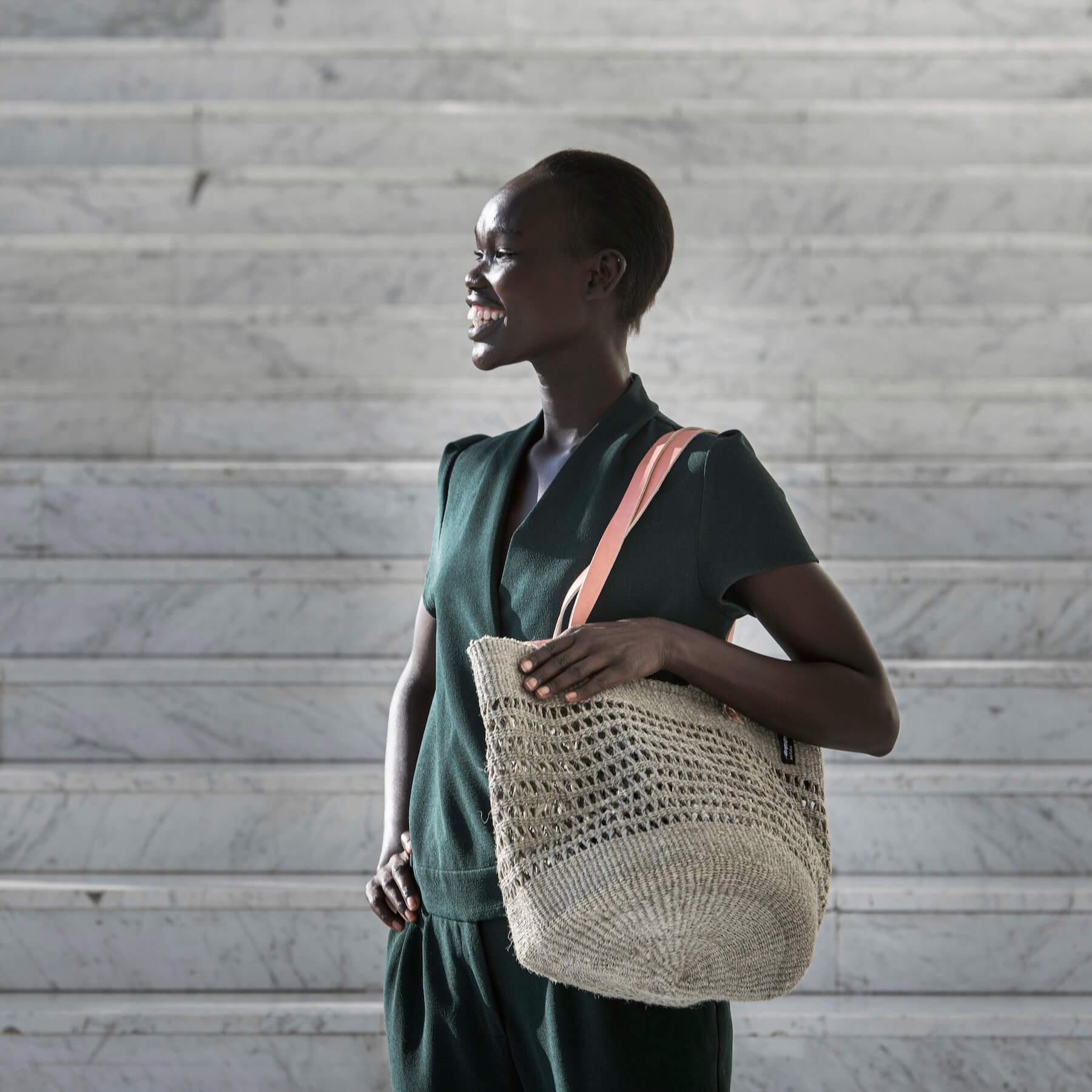 Mifuko Sisal Shopper basket M Kiondo shopper basket | Light grey open weave M