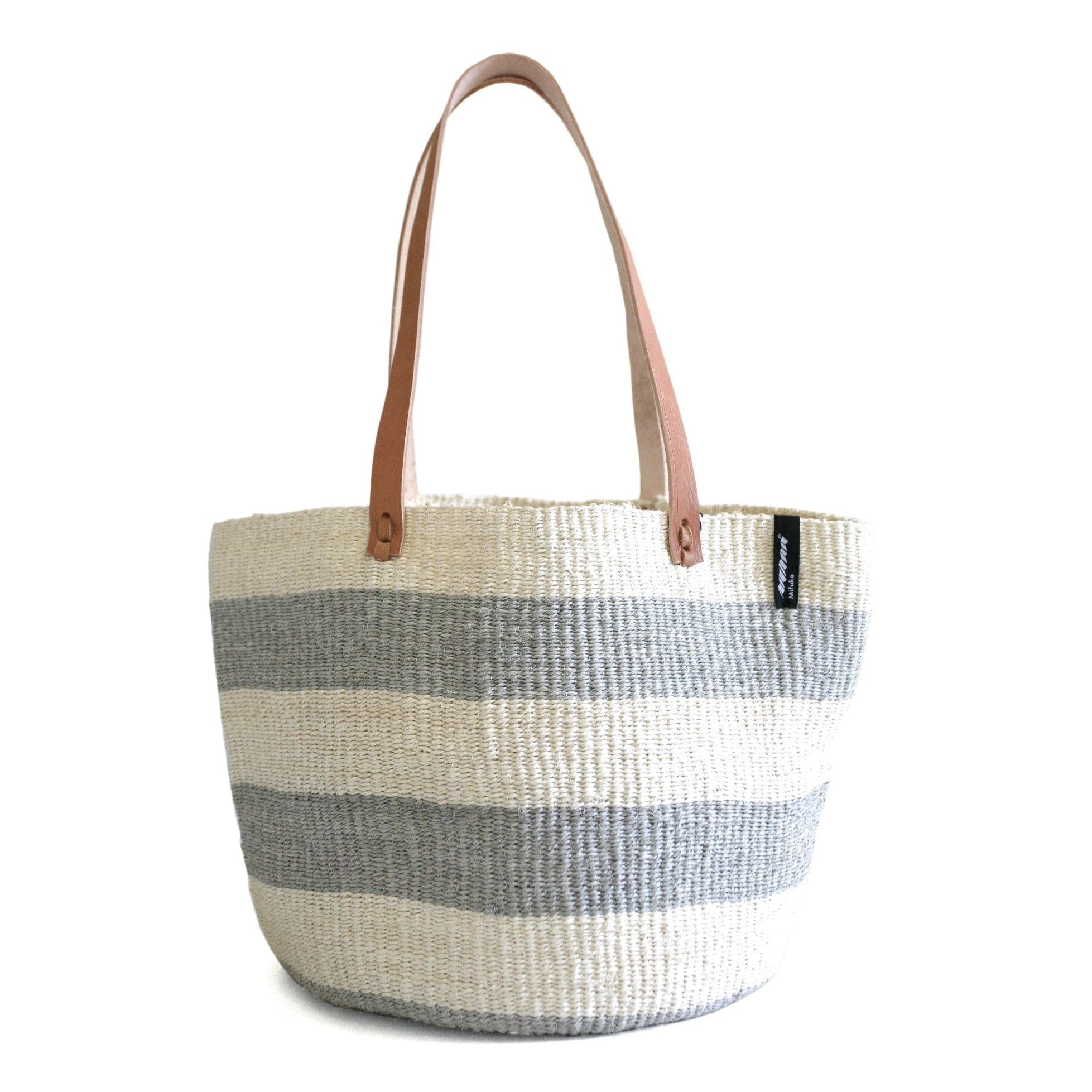 Mifuko Sisal Shopper basket M Kiondo shopper basket | Light grey stripes M