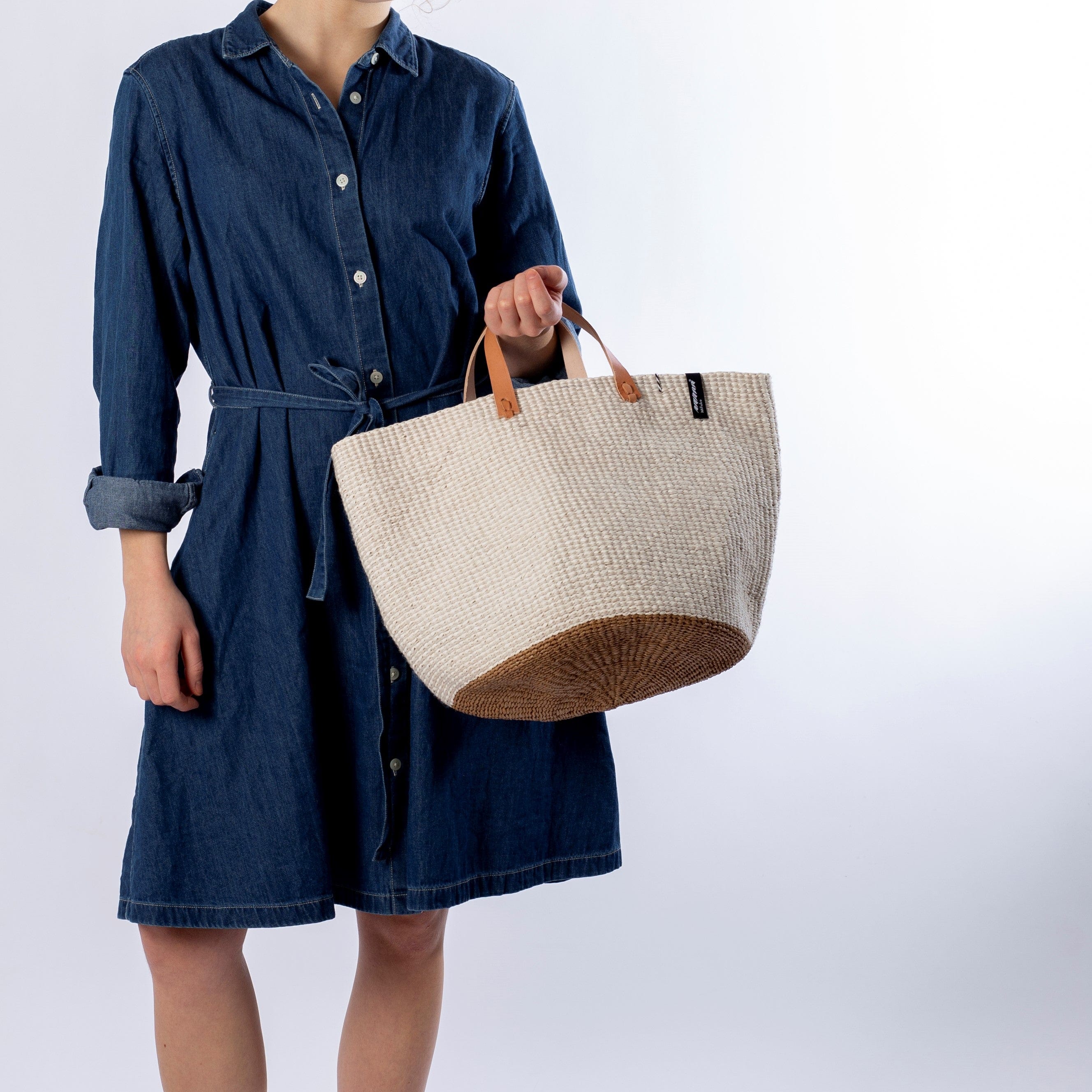 Mifuko Wool and paper Market basket M Pamba market basket | White plain weave M