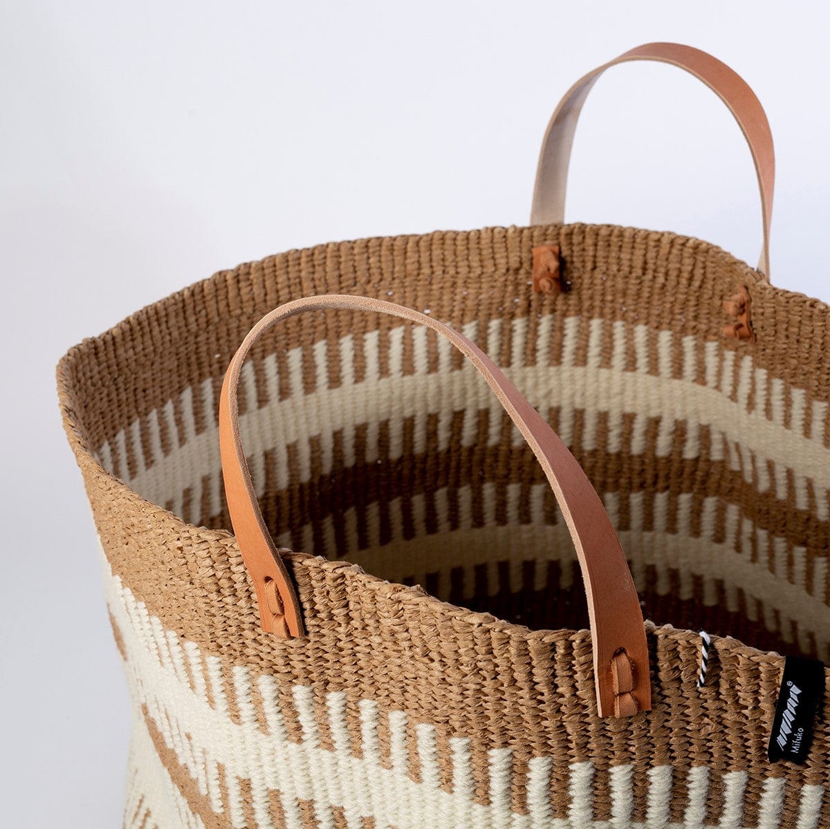 Mifuko Wool and paper Market basket M Pamba market basket | White rib weave M