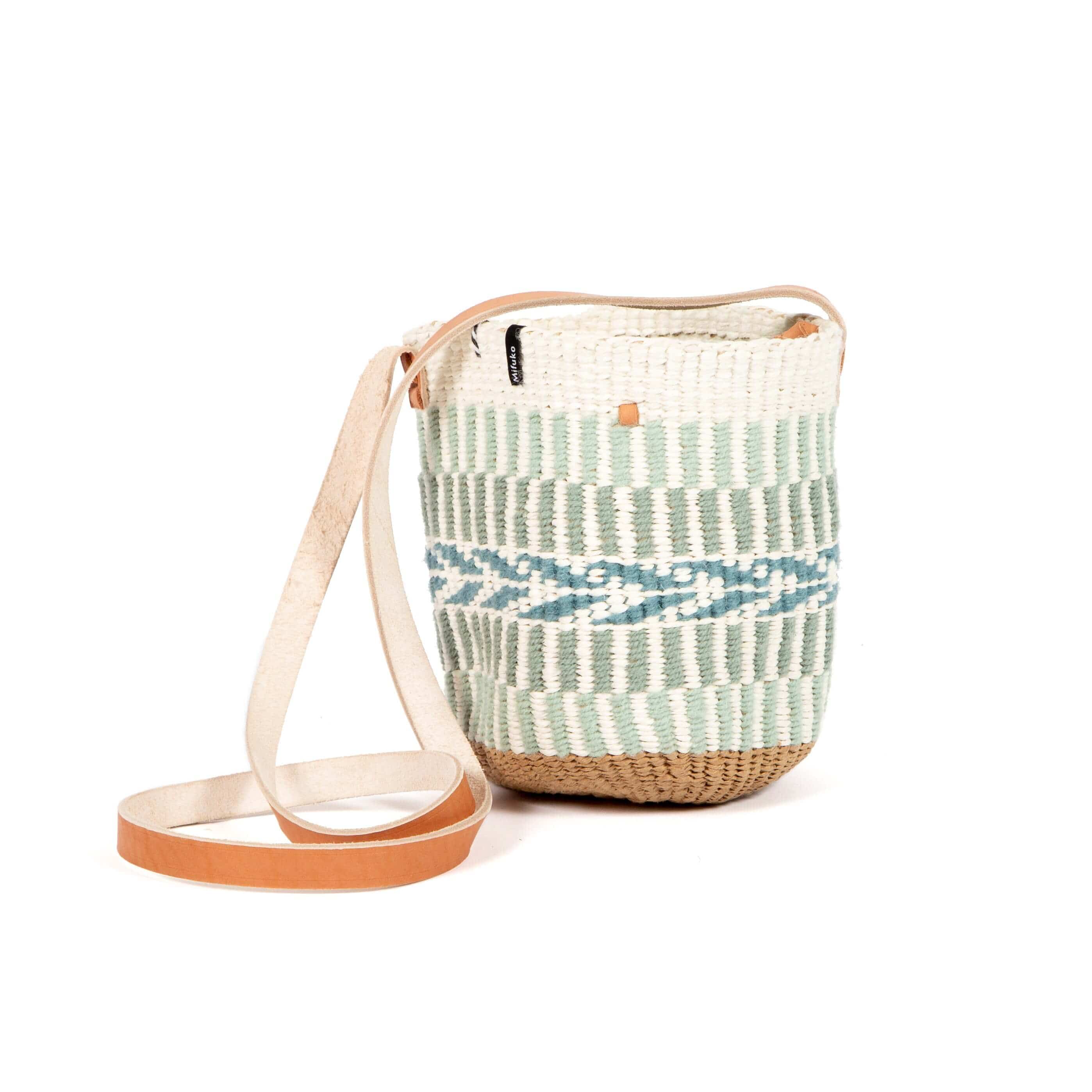 Mifuko Wool and paper Shopper basket Pamba shopper basket | Light green pattern weave XS