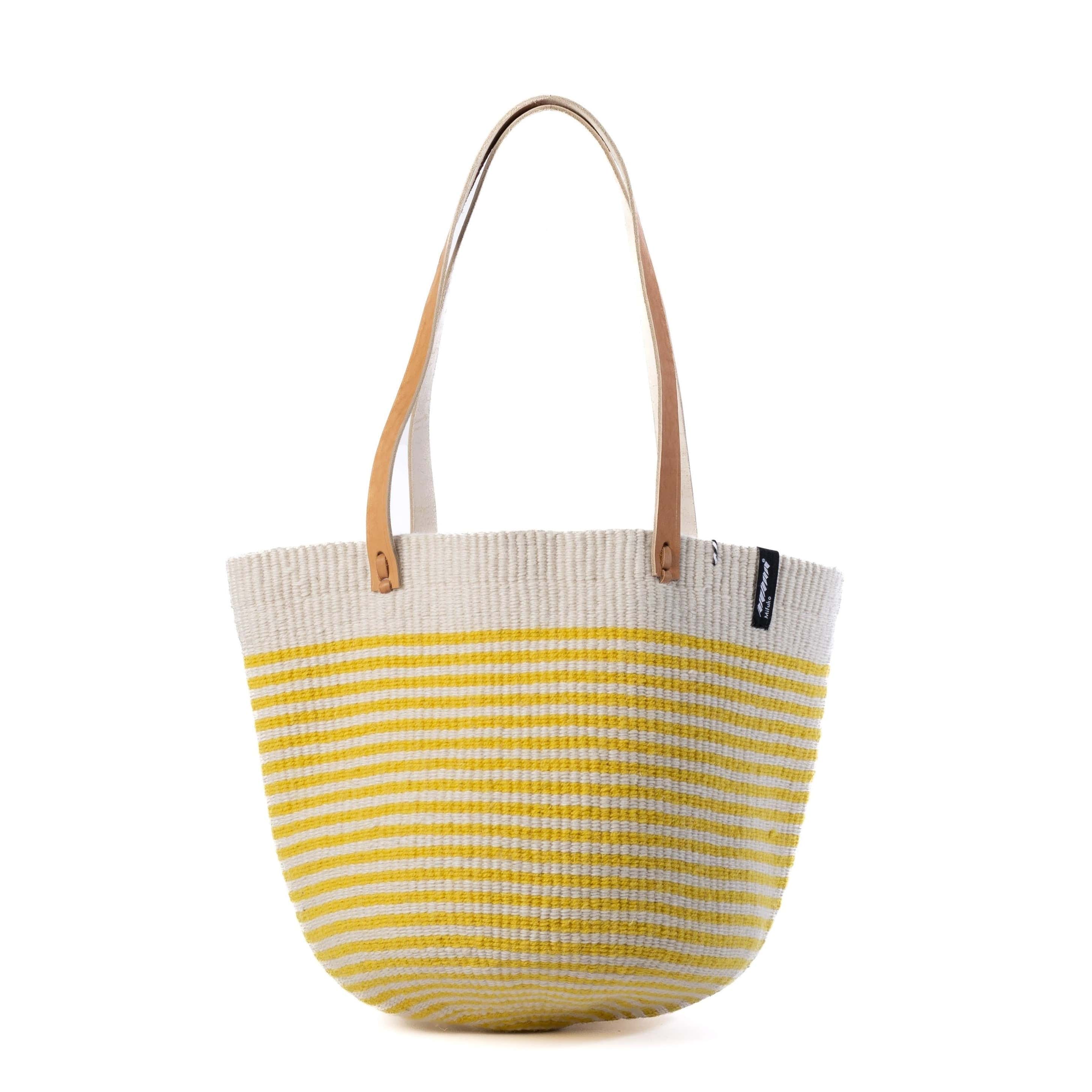 Mifuko Wool and paper Shopper basket Pamba shopper basket | Thin yellow stripes M
