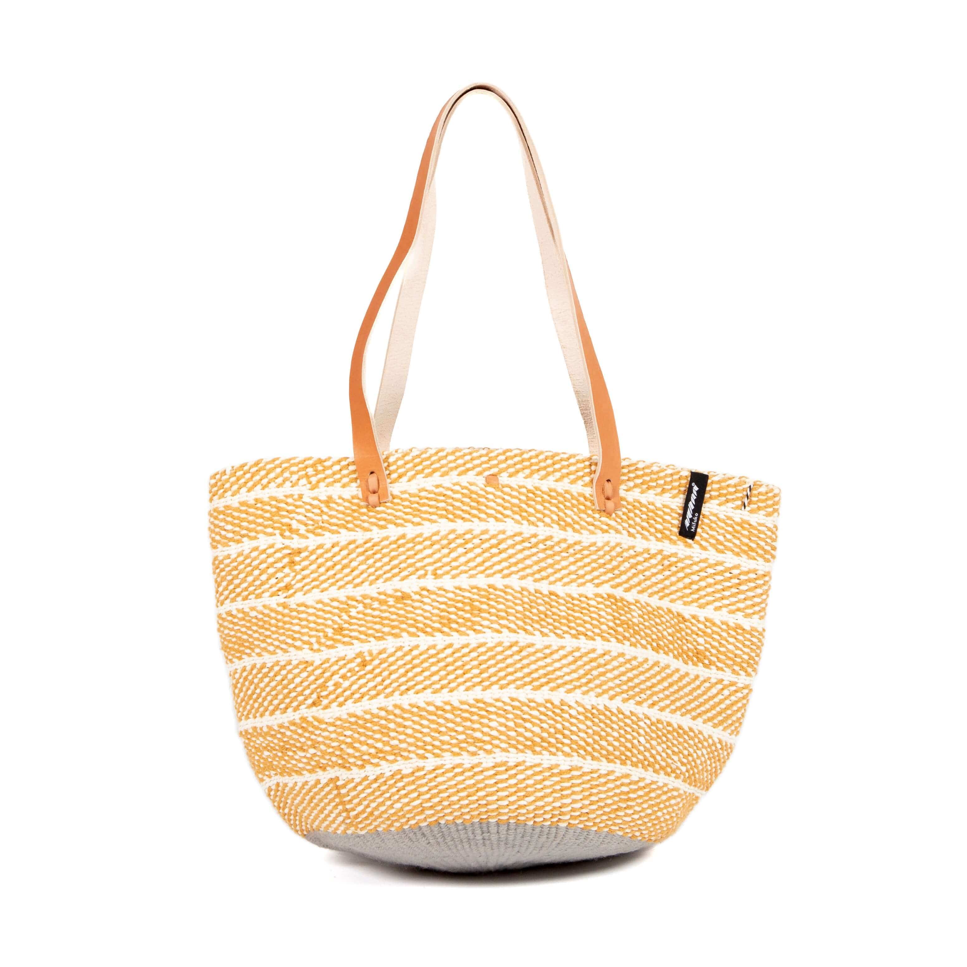 Mifuko Wool and paper Shopper basket Pamba shopper basket | Ochre twill weave M