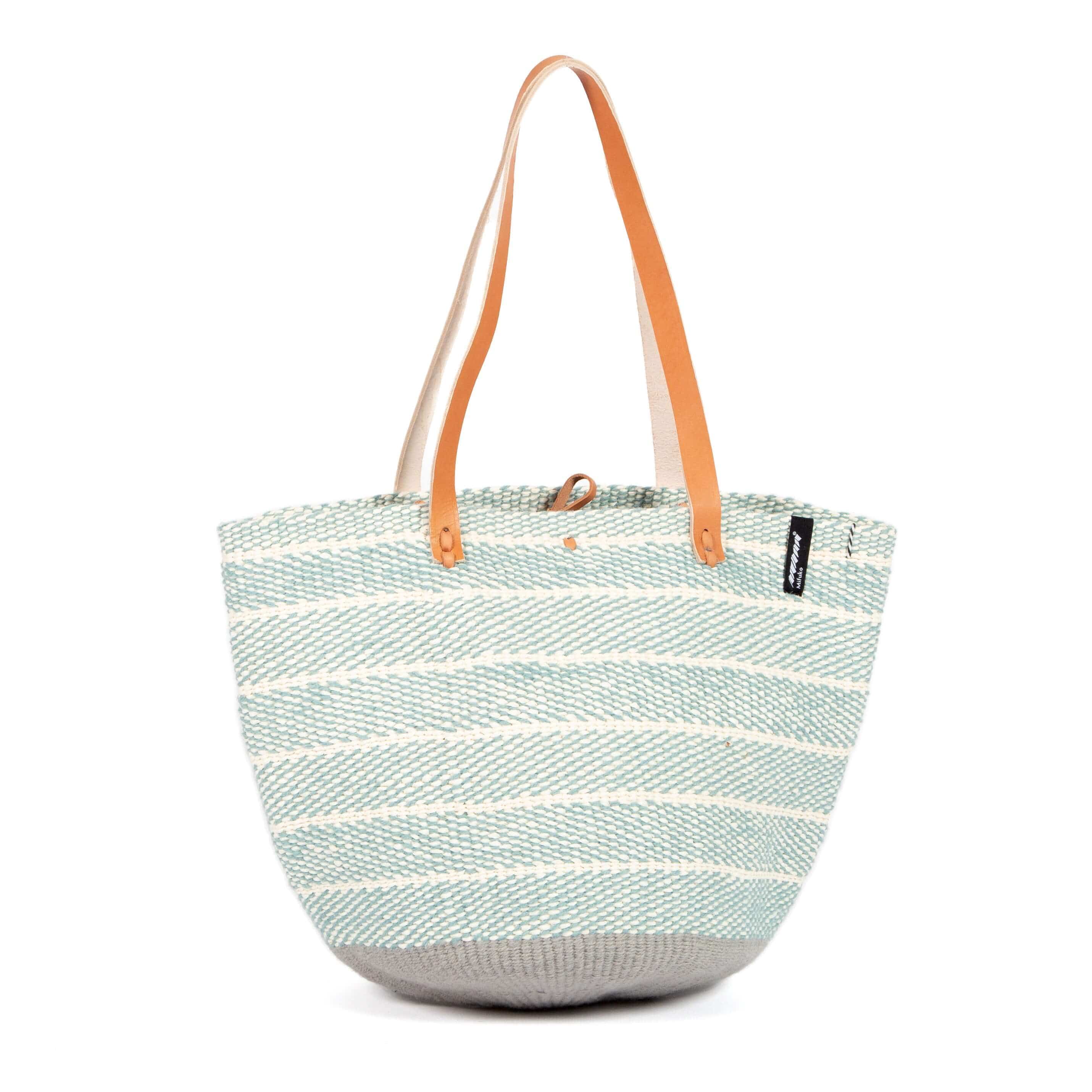 Mifuko Wool and paper Shopper basket Pamba shopper basket | Light blue twill weave M