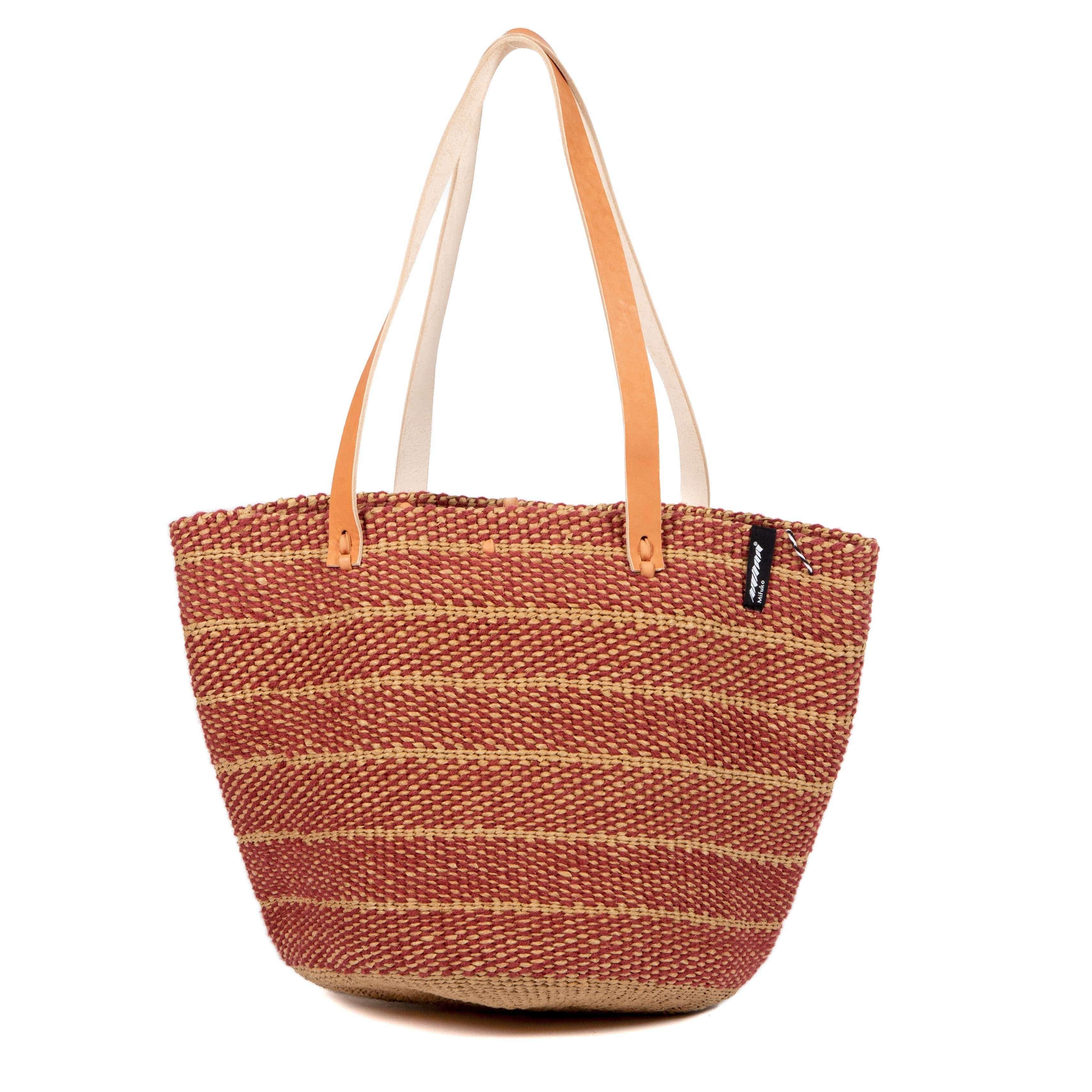Mifuko Wool and paper Shopper basket Pamba shopper basket | Dark red twill weave M