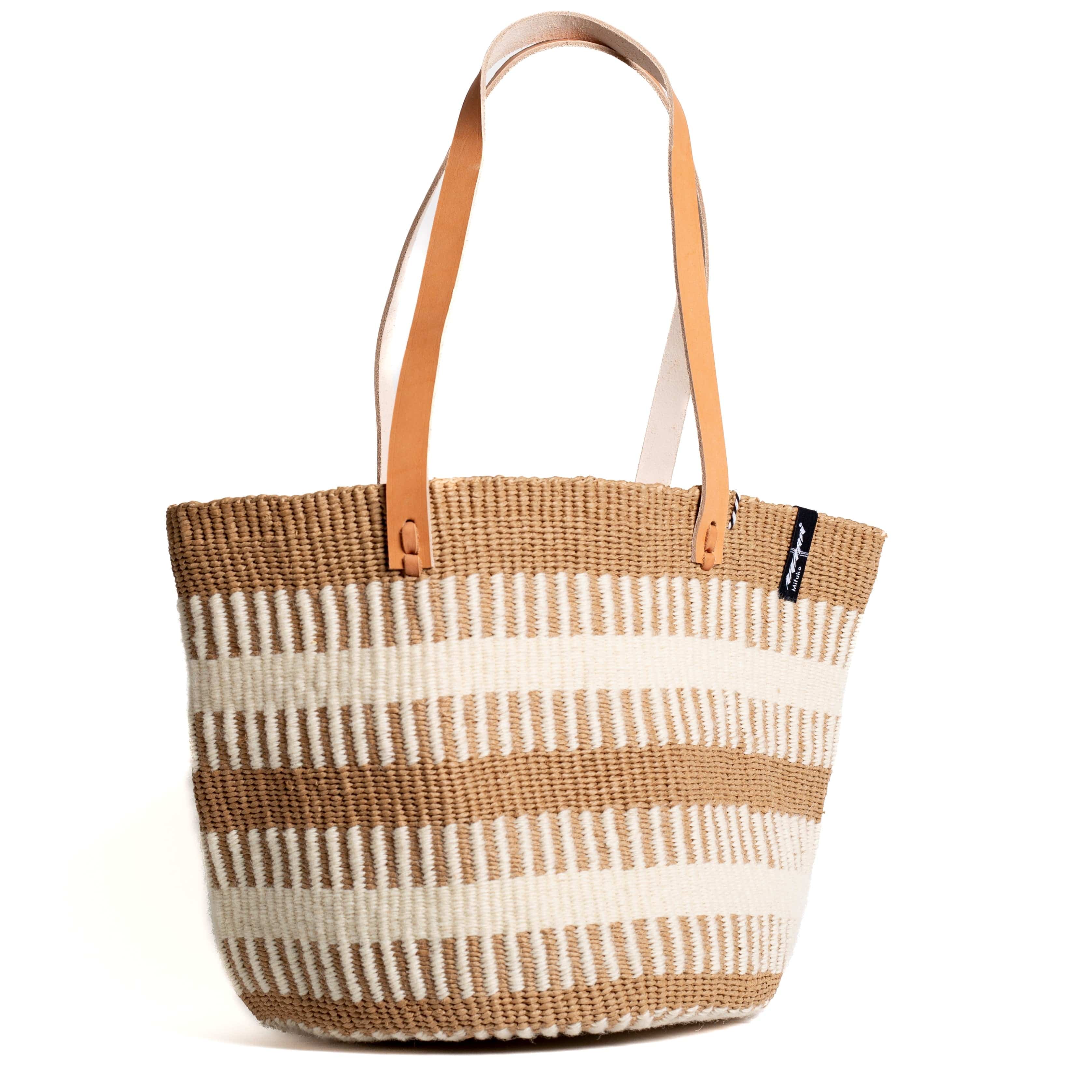 Mifuko Wool and paper Shopper basket Pamba shopper basket | White rib weave M