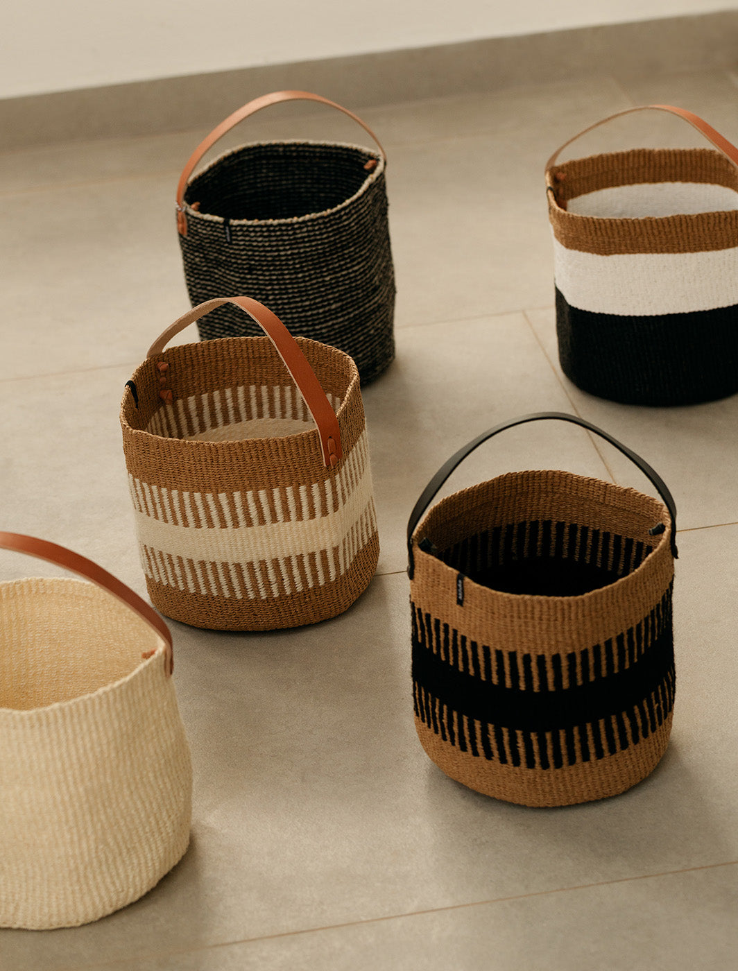 Kiondo Shopper basket | Top stripe blue M