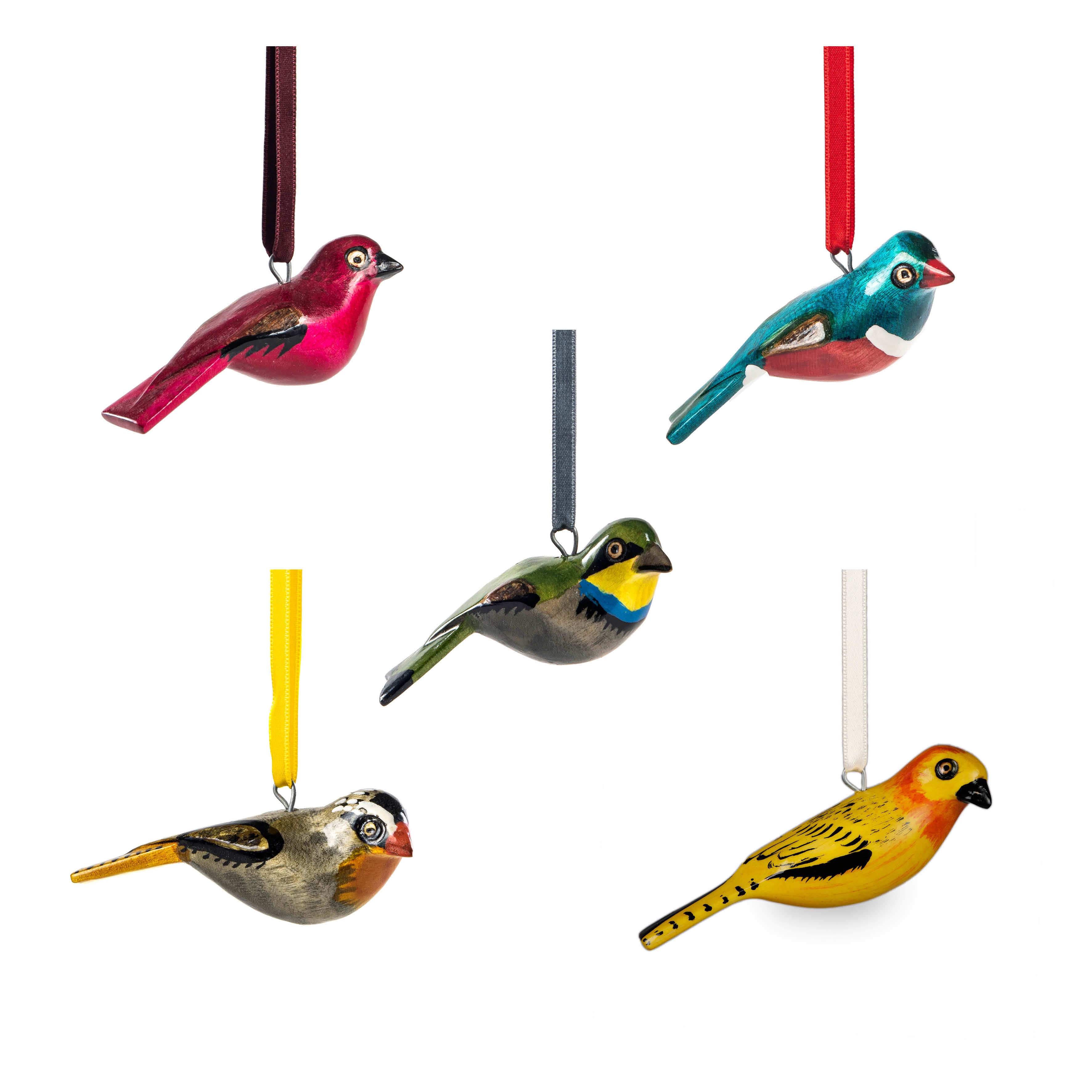 Set of Kenyan birds, hand-carved and hand-painted, Fair Trade certified