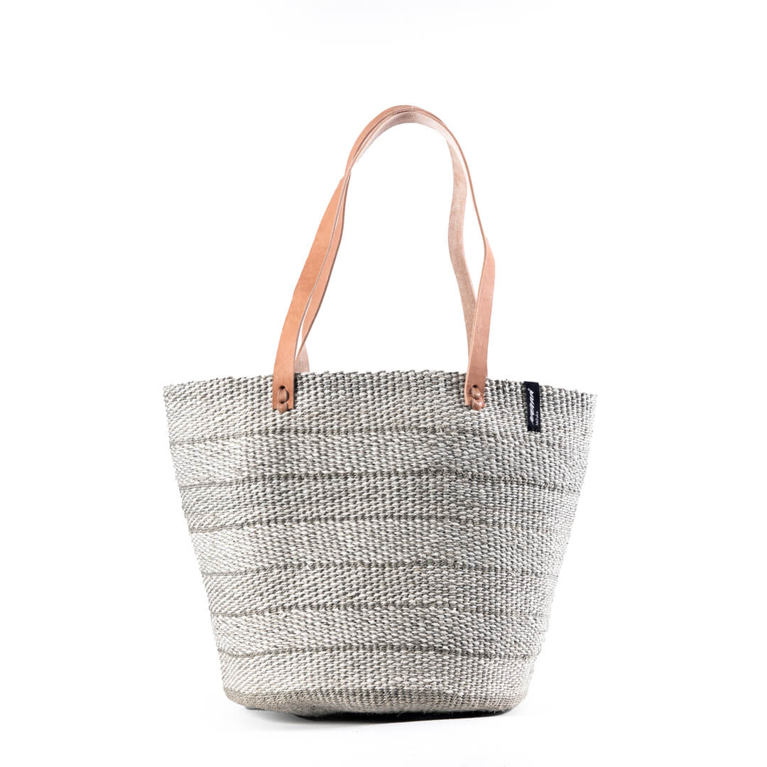Mifuko Paper and sisal Shopper basket M Kiondo shopper basket | Light grey twill weave M