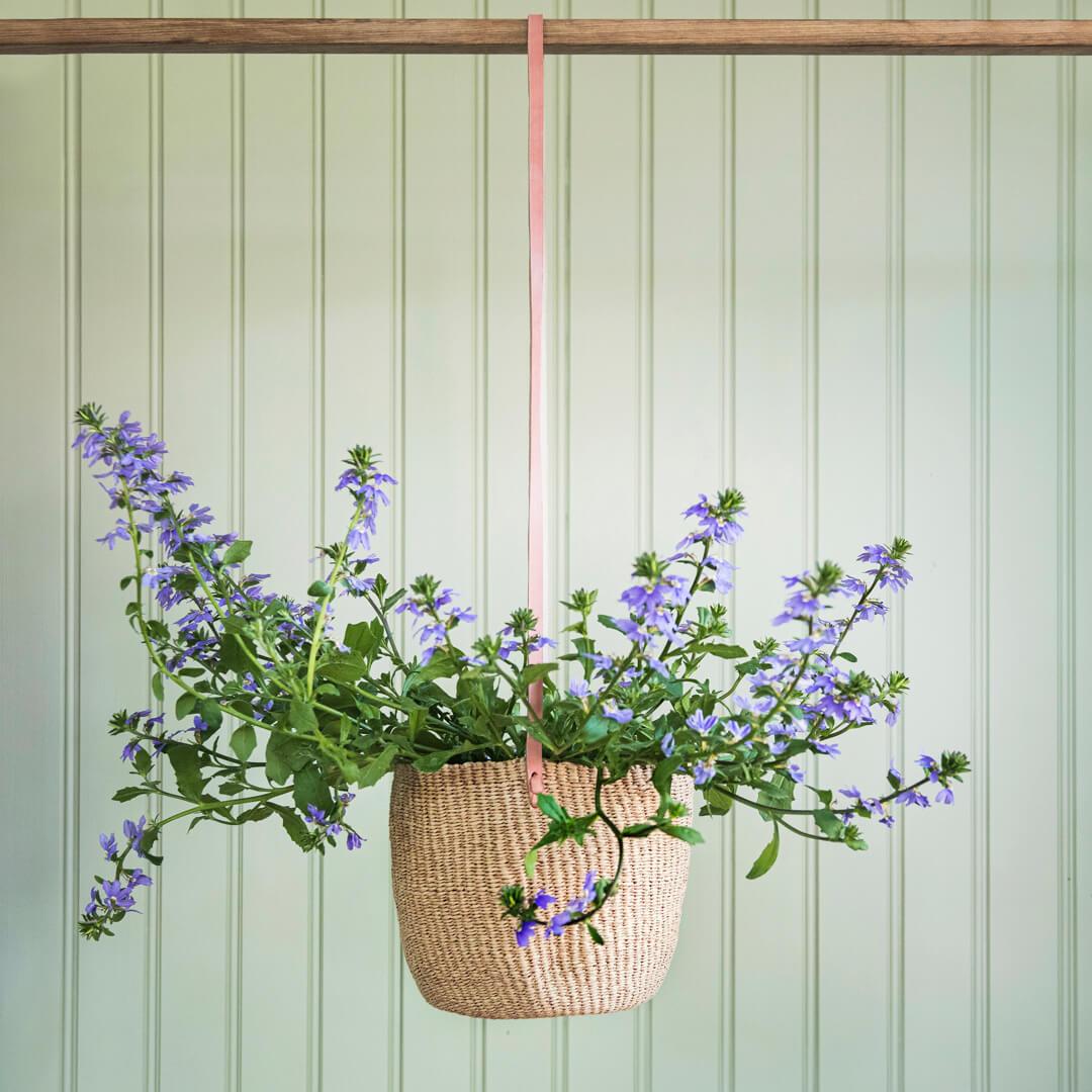 Mifuko Paper Basket with long handle S Kiondo hanging basket | Brown S